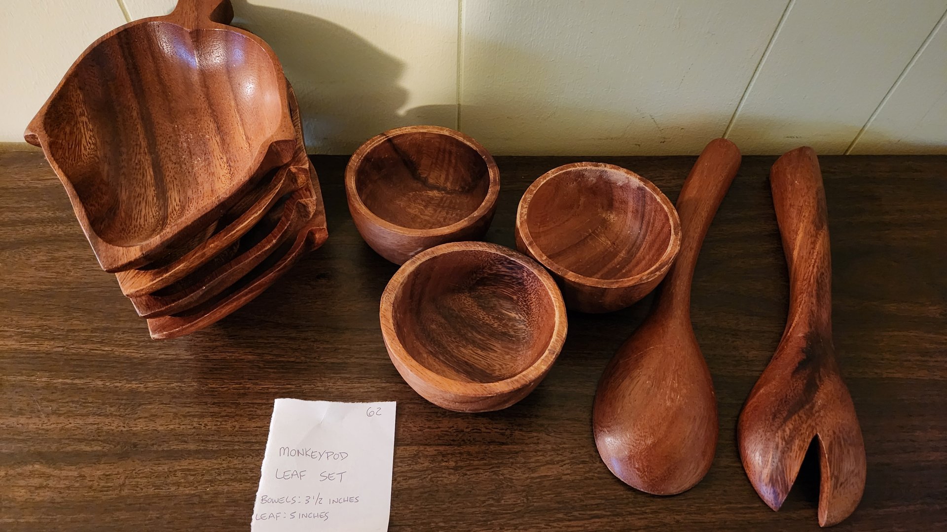 Monkeypod wood bowls and spoons set - image 2 of 3