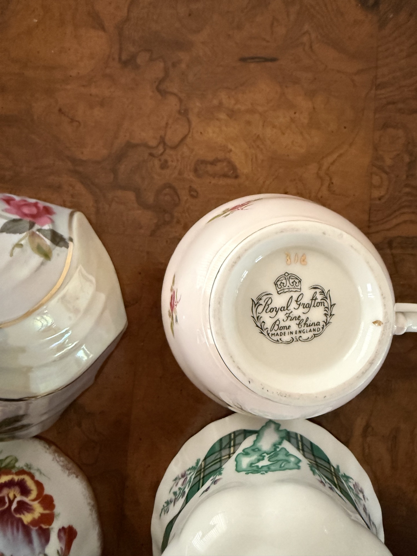 Set of floral bone china tea dishes and cups - image 10 of 12
