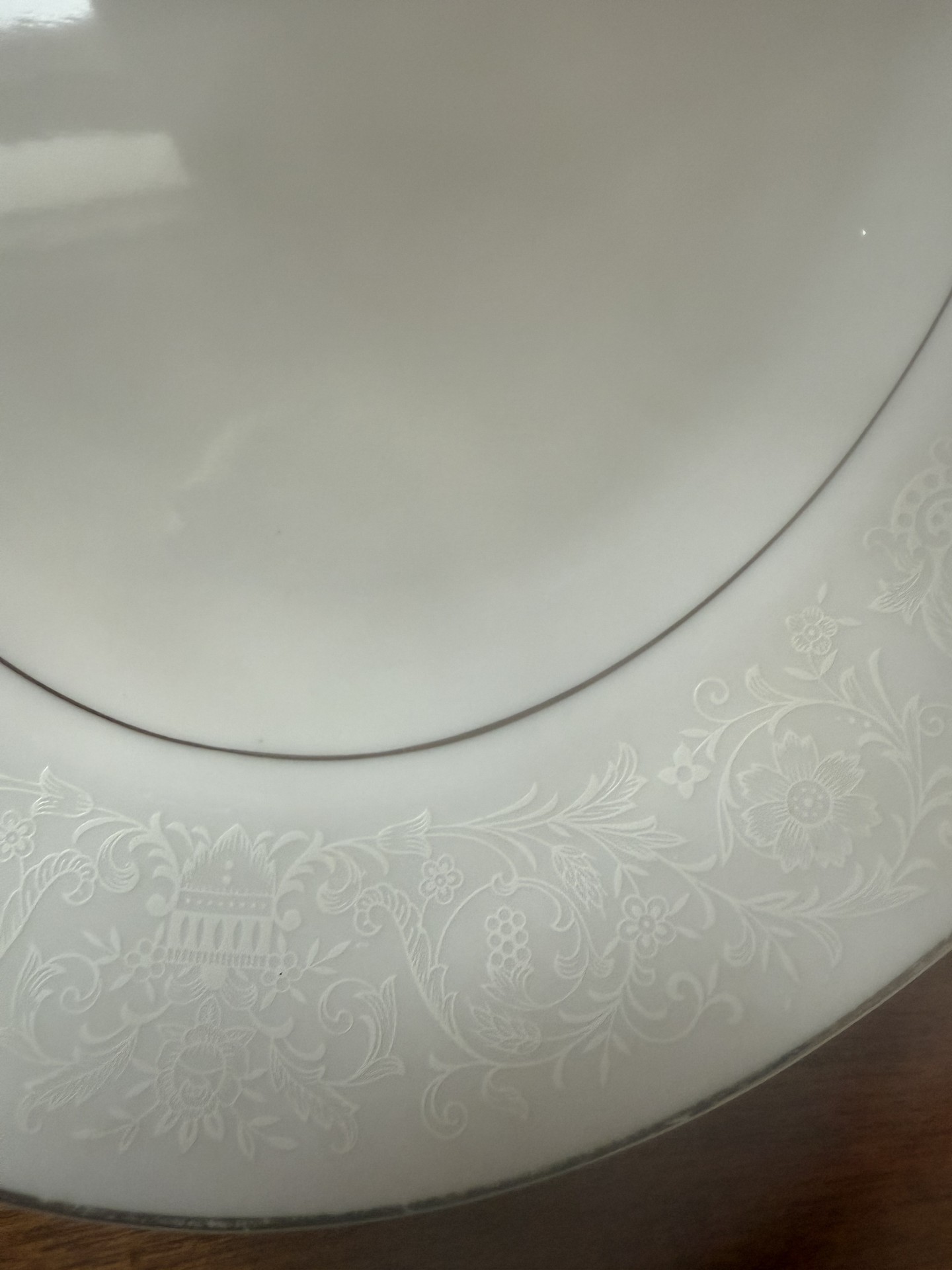 White porcelain dinnerware set with plates, bowls, and saucers - image 3 of 4