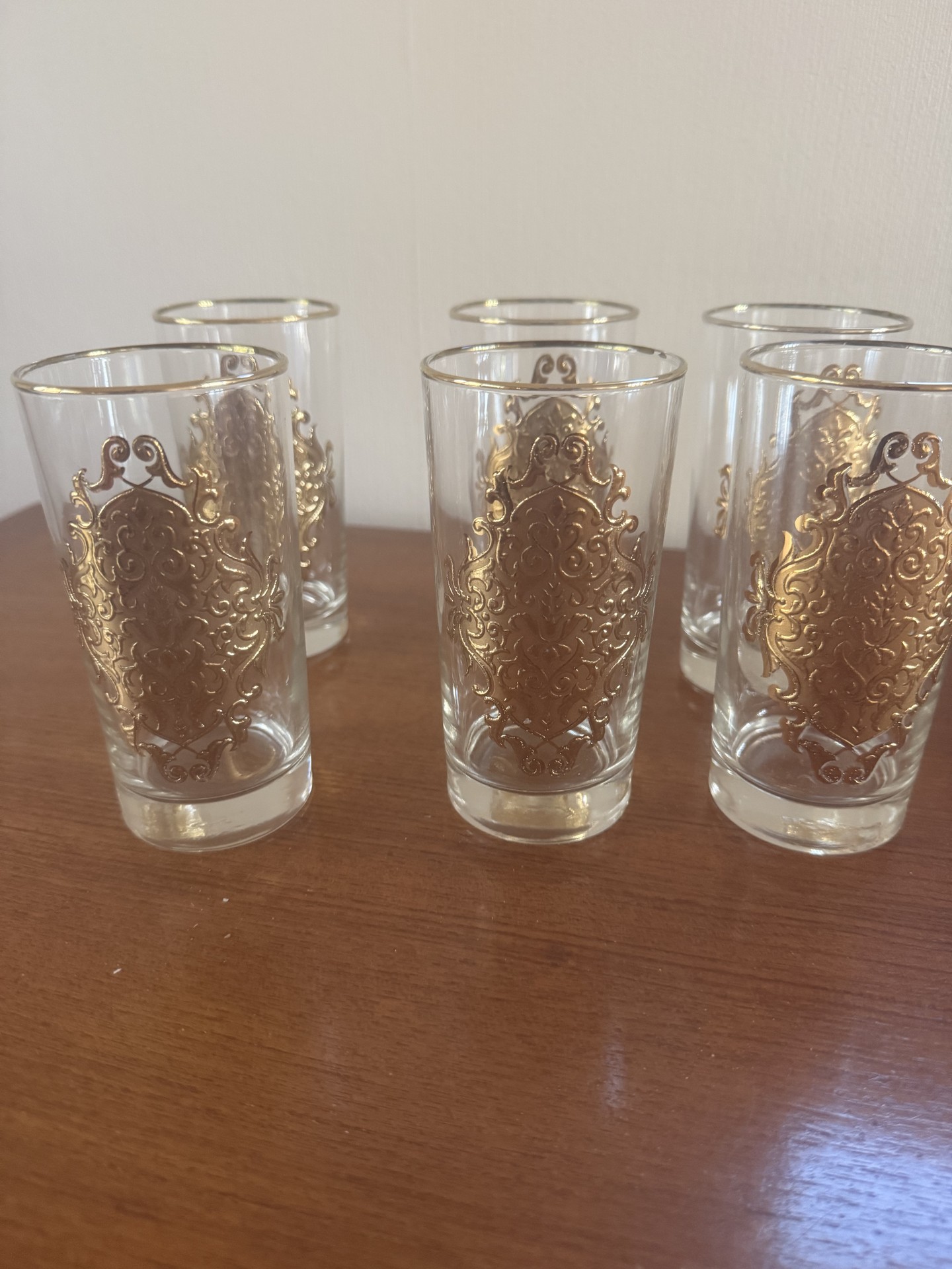 Six mid-century gold-embossed glass tumblers - image 1 of 6