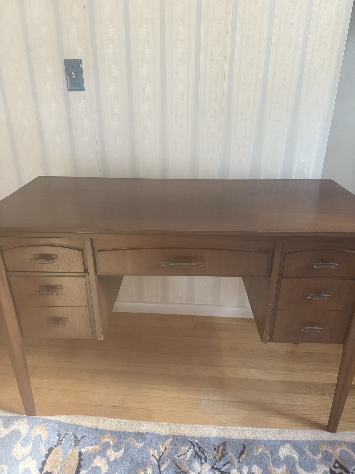 Sears Kenmore sewing machine integrated in wooden desk cabinet - image 6 of 8