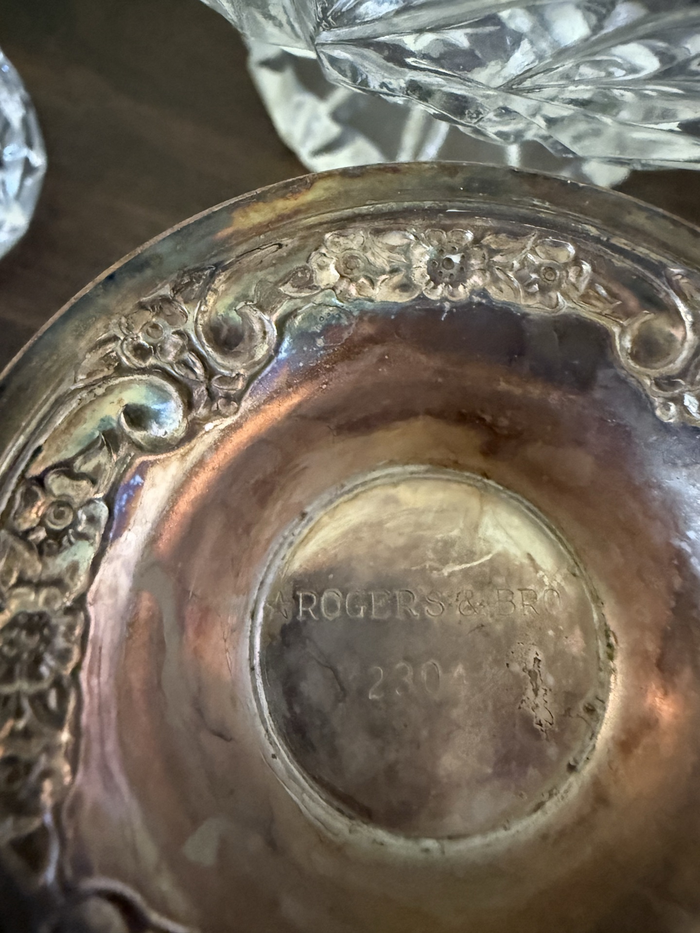 Vintage kitchenware collection including silver-plated creamer, crystal glassware, strainers and wire dish rack - image 3 of 7