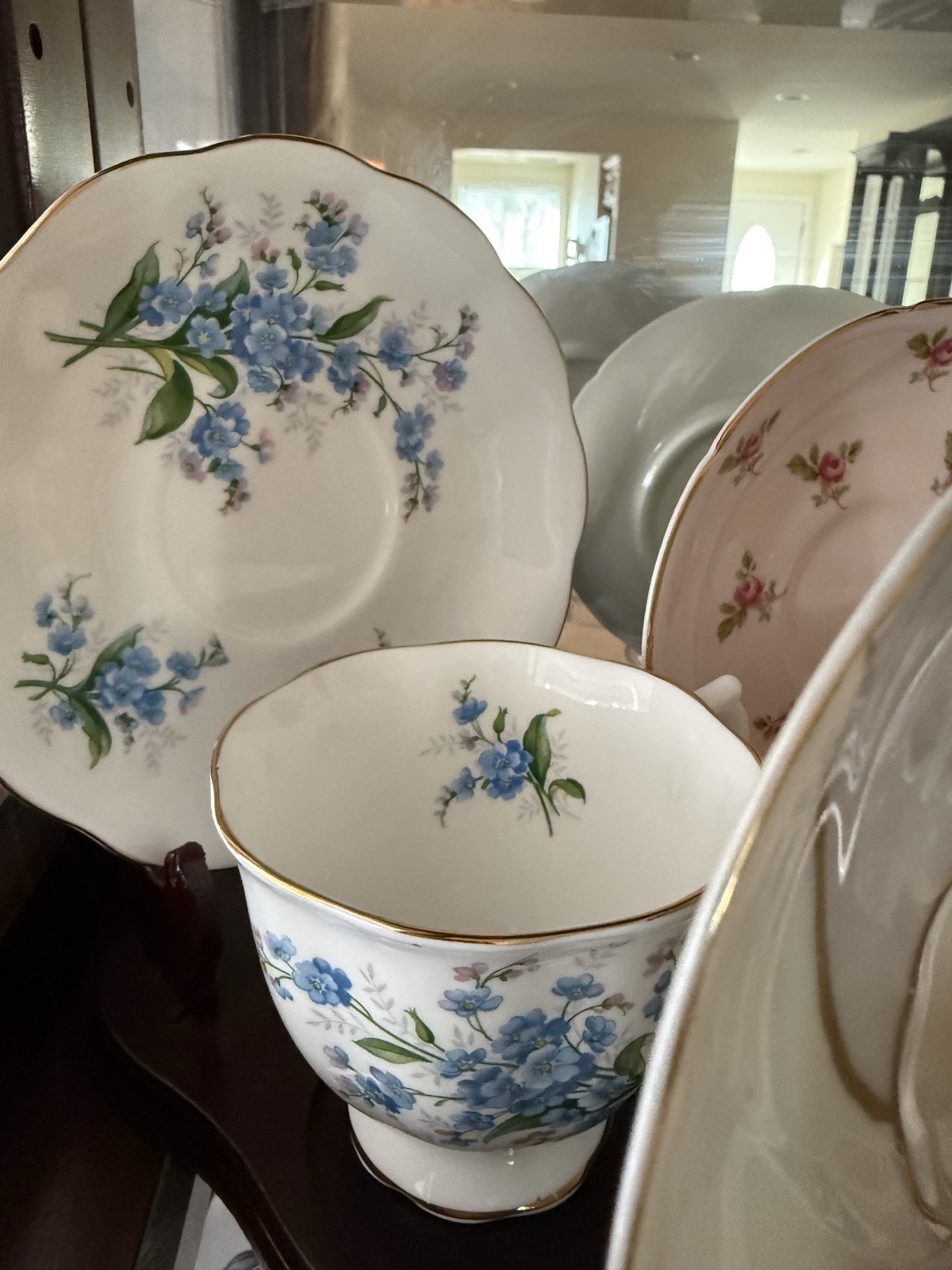 Set of floral bone china tea dishes and cups - image 5 of 12