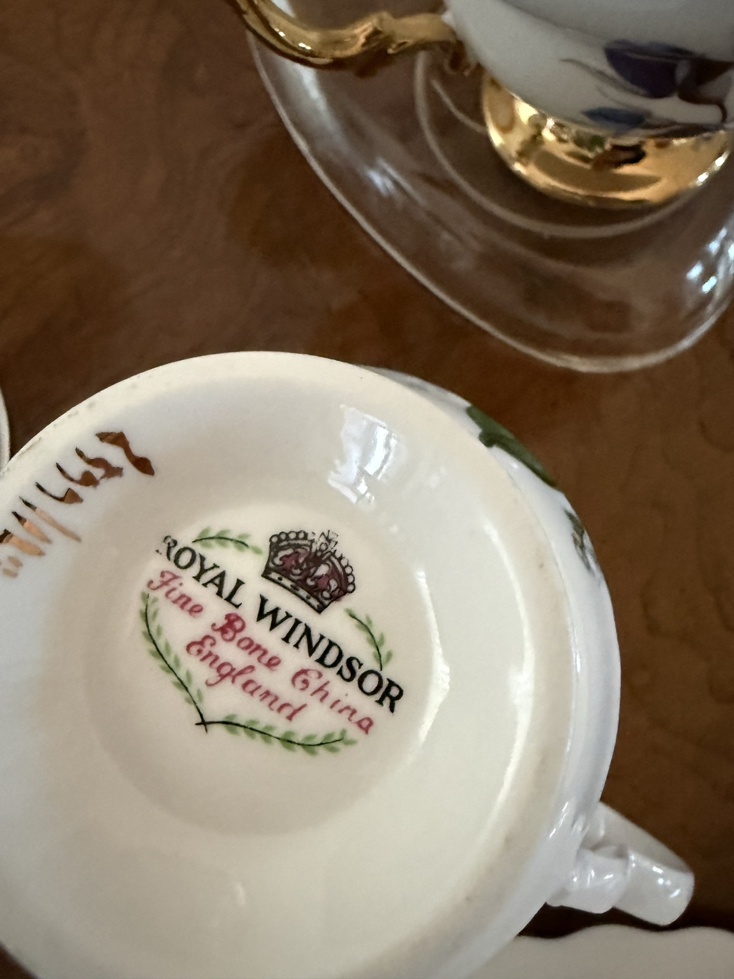 Floral porcelain tea set with plates and cups - image 7 of 10