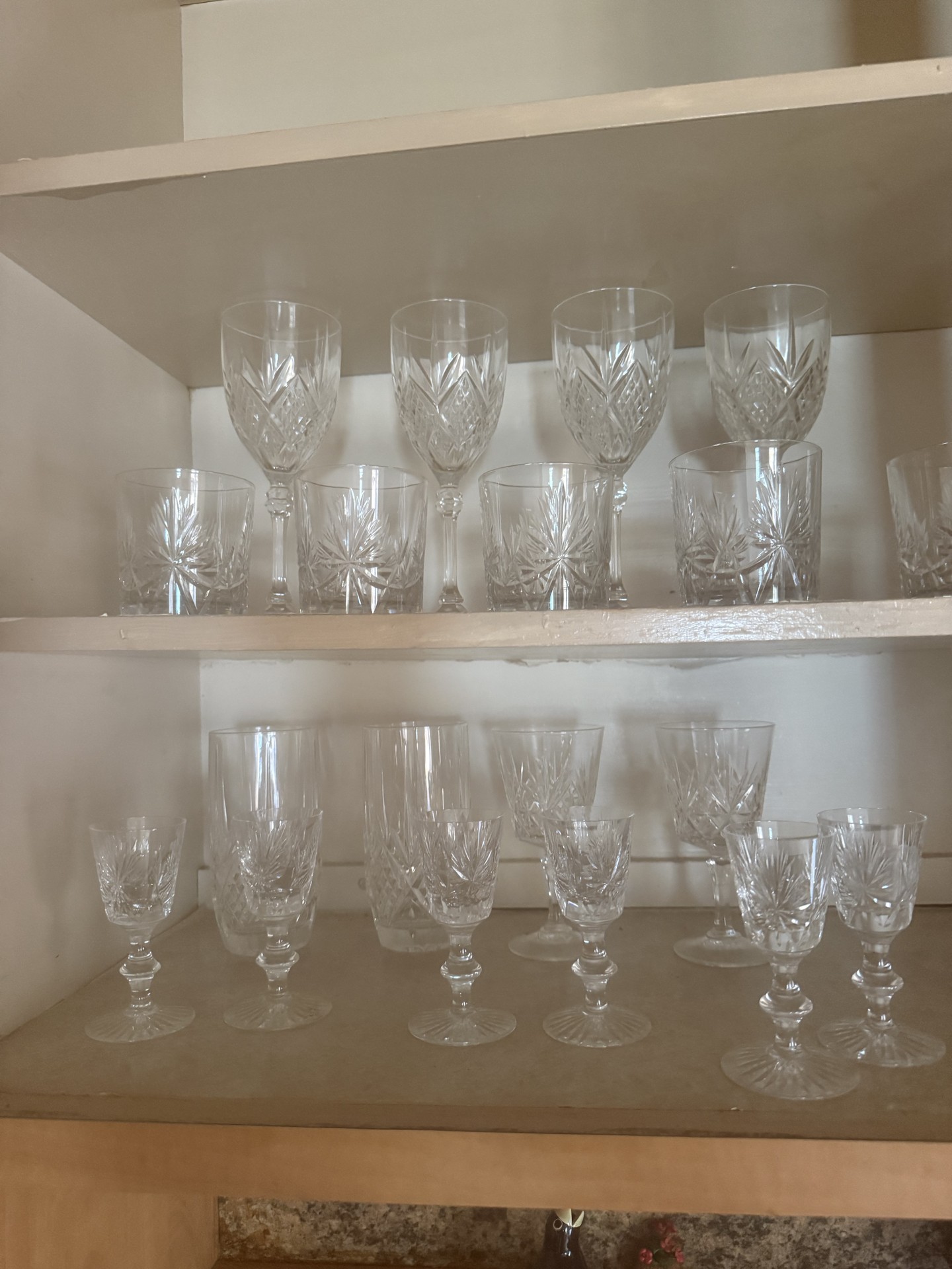 Crystal glassware and wooden dining set - image 1 of 14