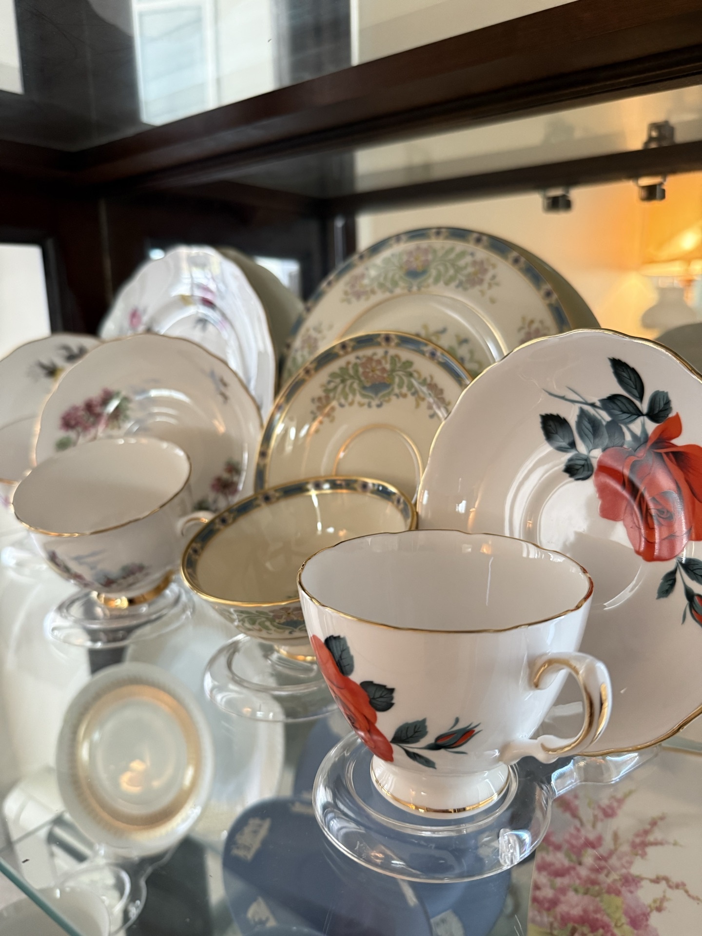 Multibrand bone china tea set with floral designs - image 1 of 9