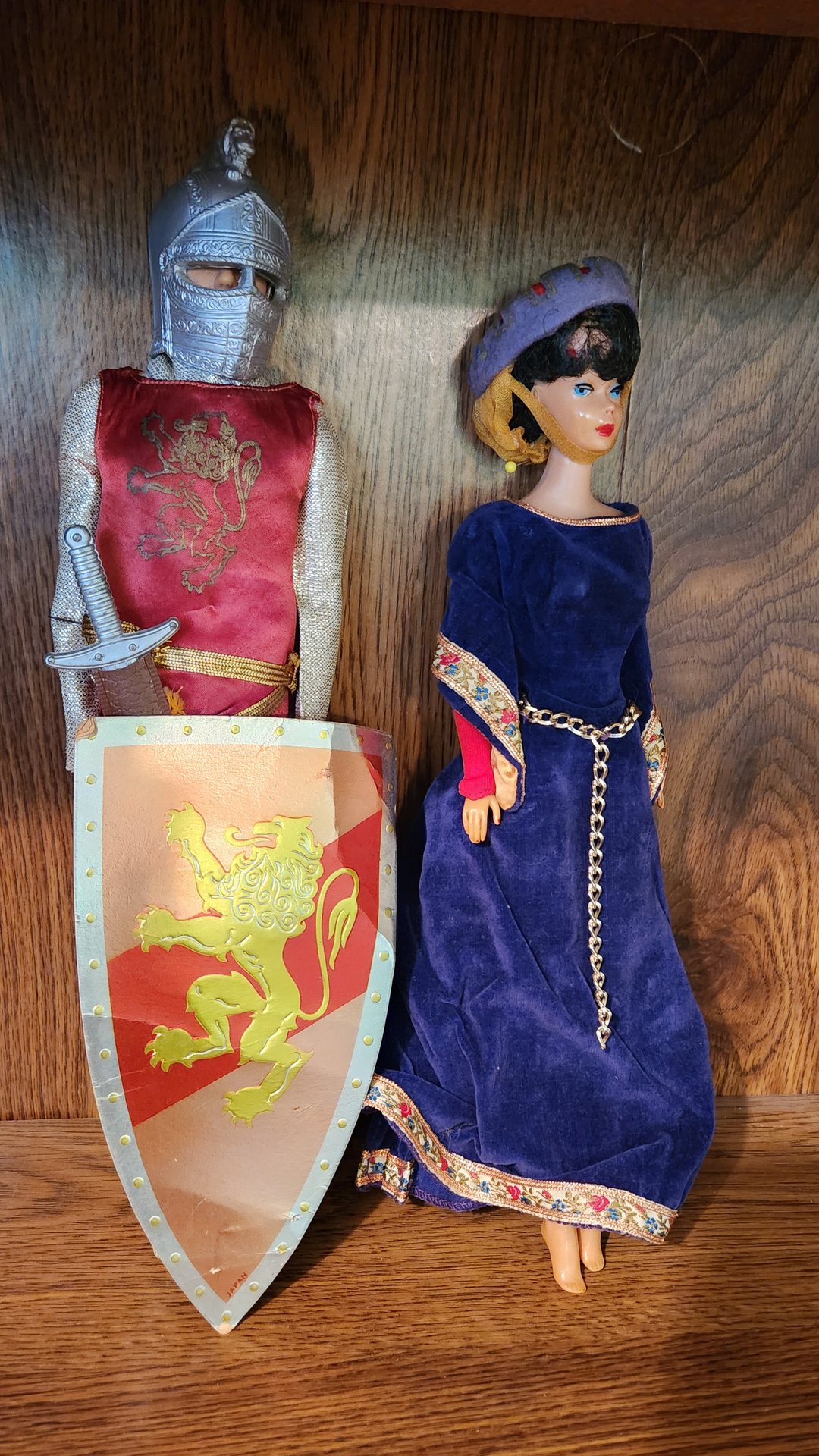Vintage knight figure and Barbie vintage doll in medieval attire - image 1 of 3