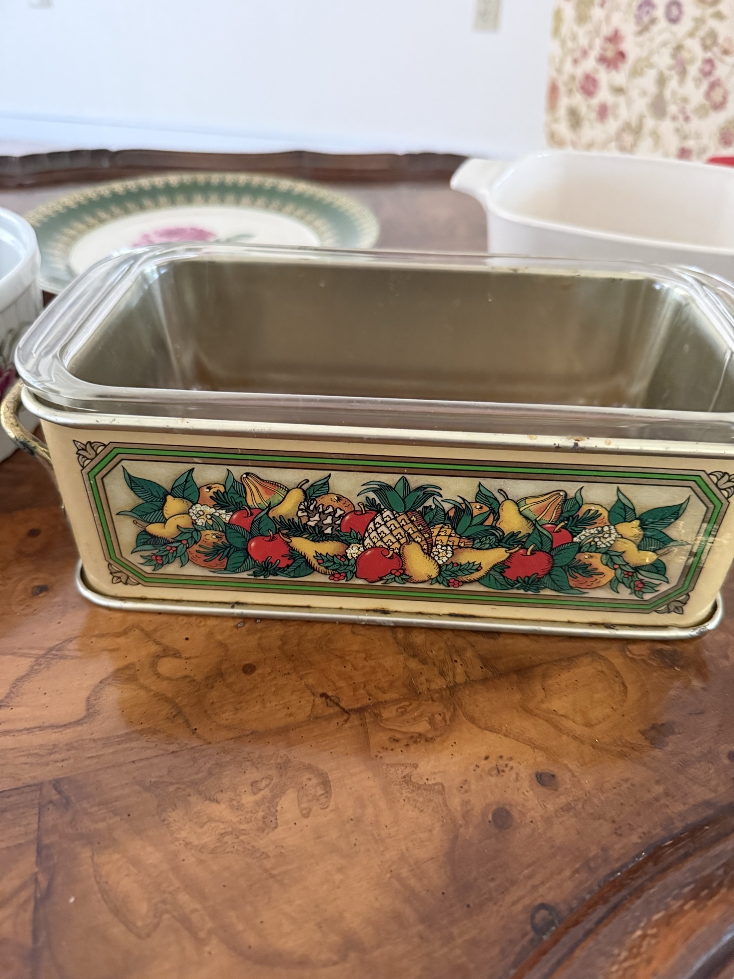 Assorted vintage ceramic dishware and bakeware with floral and fruit motifs - image 3 of 13