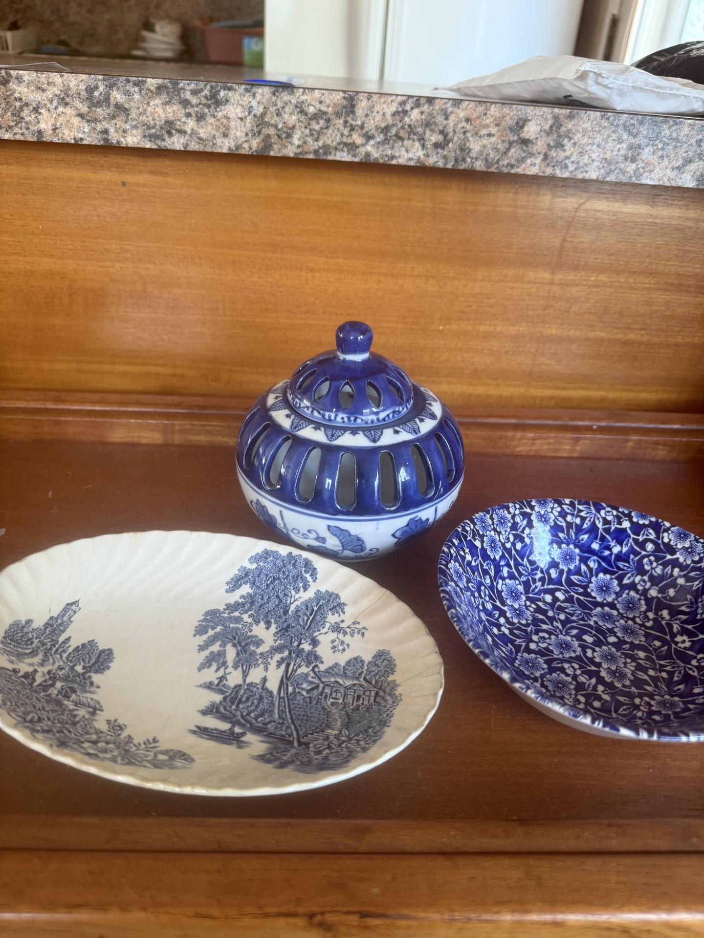 Blue and white Swinnerton's transferware ceramics with The Ferry ironstone and matching dishware - image 1 of 9