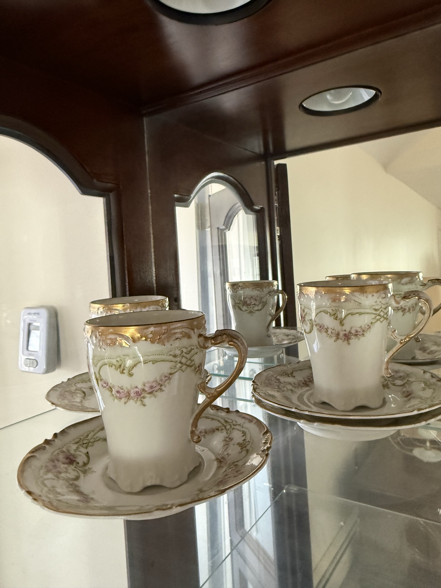 France-marked porcelain tea set with floral and gold trim - image 3 of 7