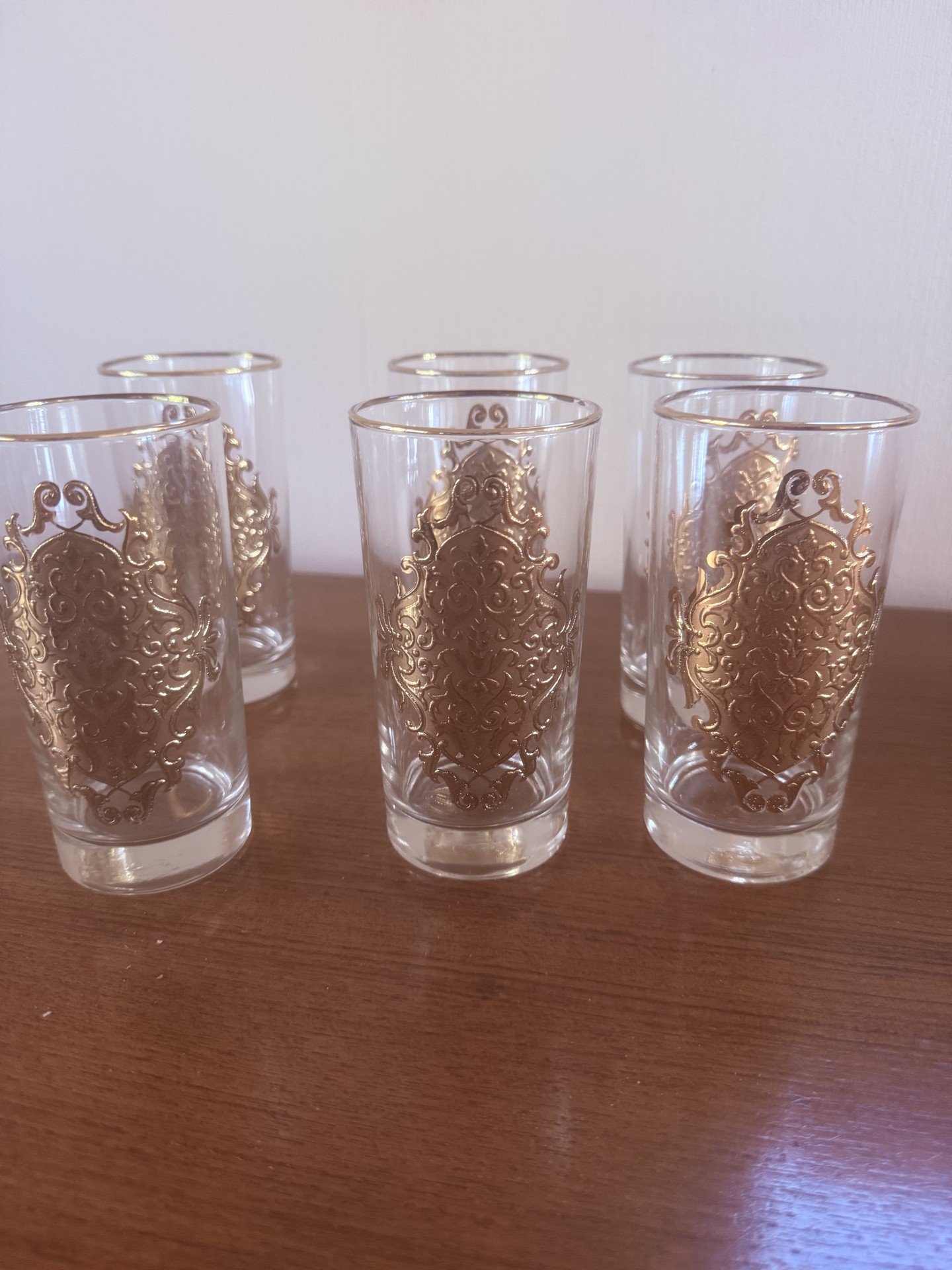 Six mid-century gold-embossed glass tumblers - image 2 of 6