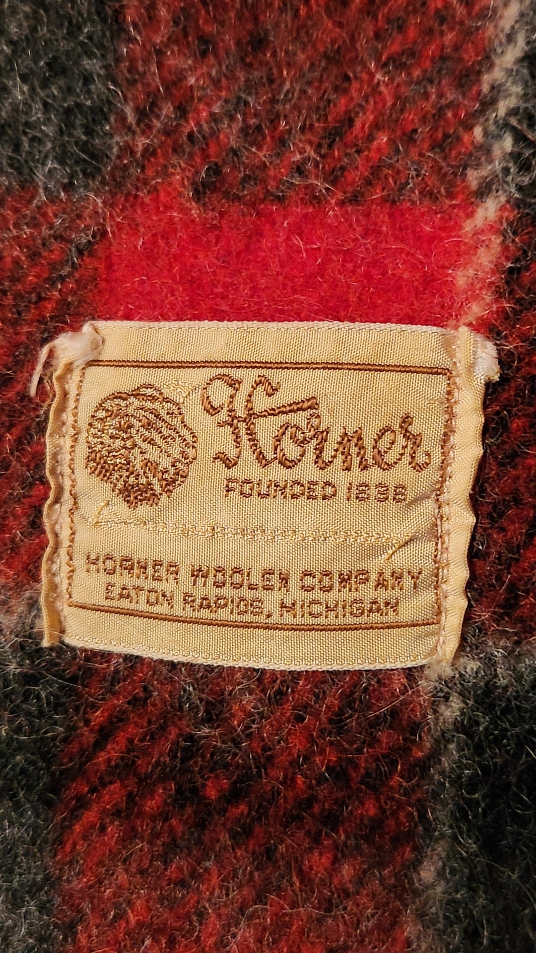 Red and Black Plaid Wool Blanket with Fringe - image 1 of 4
