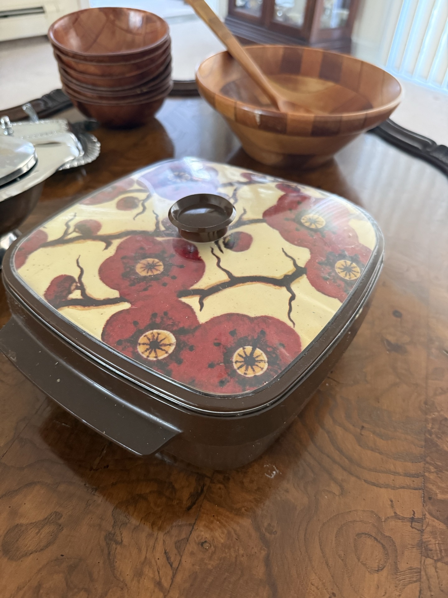 Vintage kitchenware set with wooden bowls and metal serving pieces - image 4 of 6