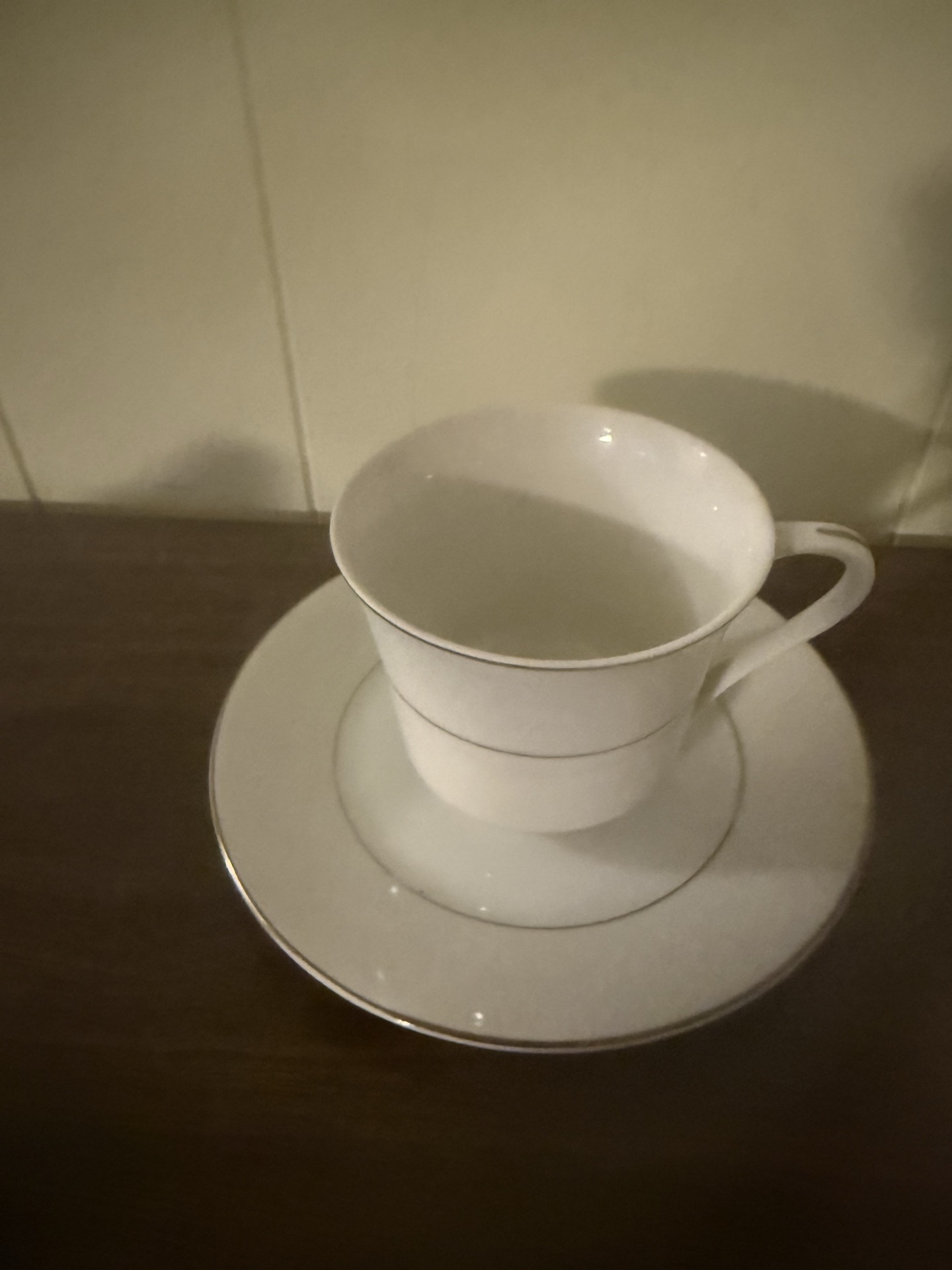 White Diamond China dinnerware set with charger plate, teacup and saucer, creamer, and sugar bowl - image 3 of 6