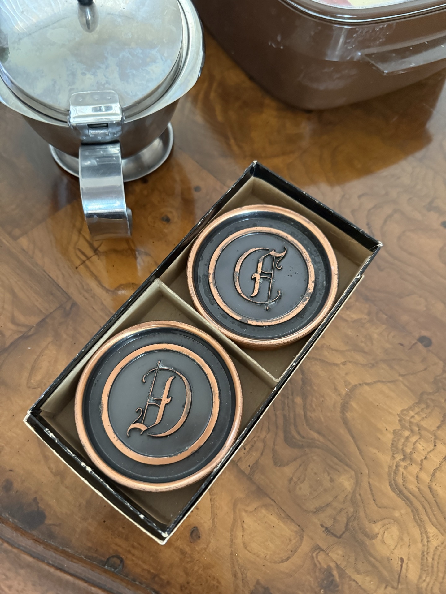 Vintage kitchenware set with wooden bowls and metal serving pieces - image 3 of 6