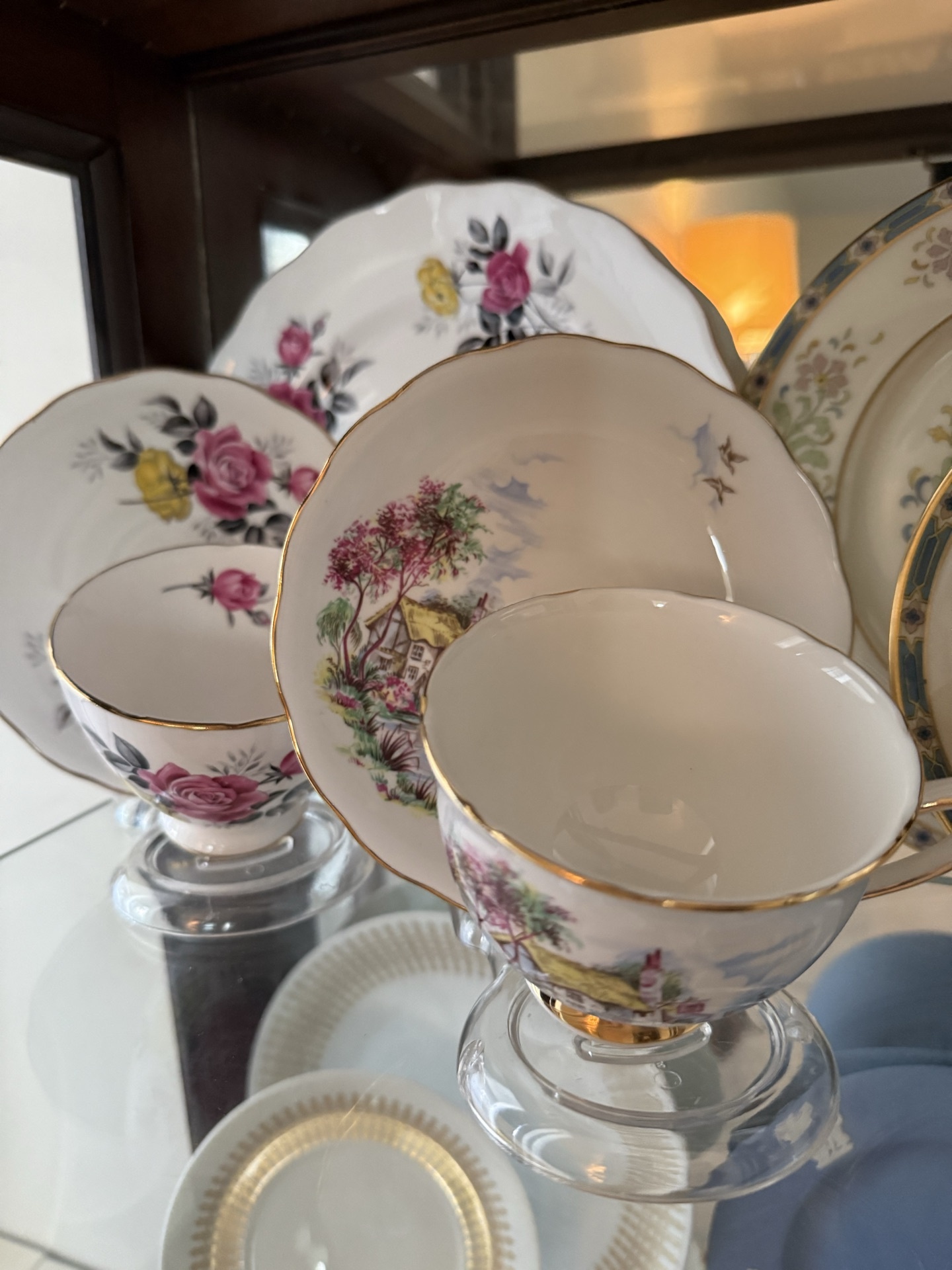 Multibrand bone china tea set with floral designs - image 3 of 9