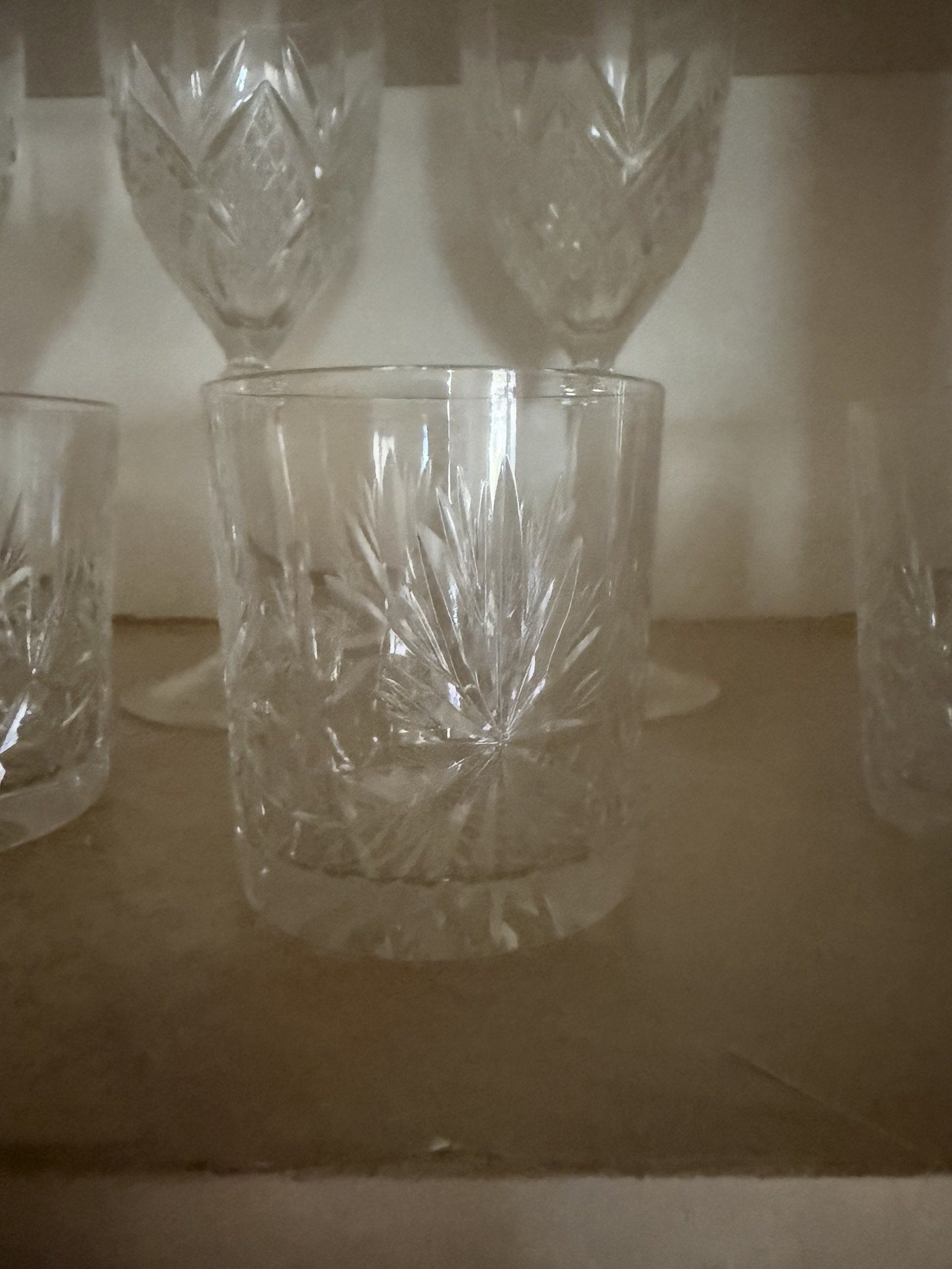 Crystal glassware and wooden dining set - image 3 of 14