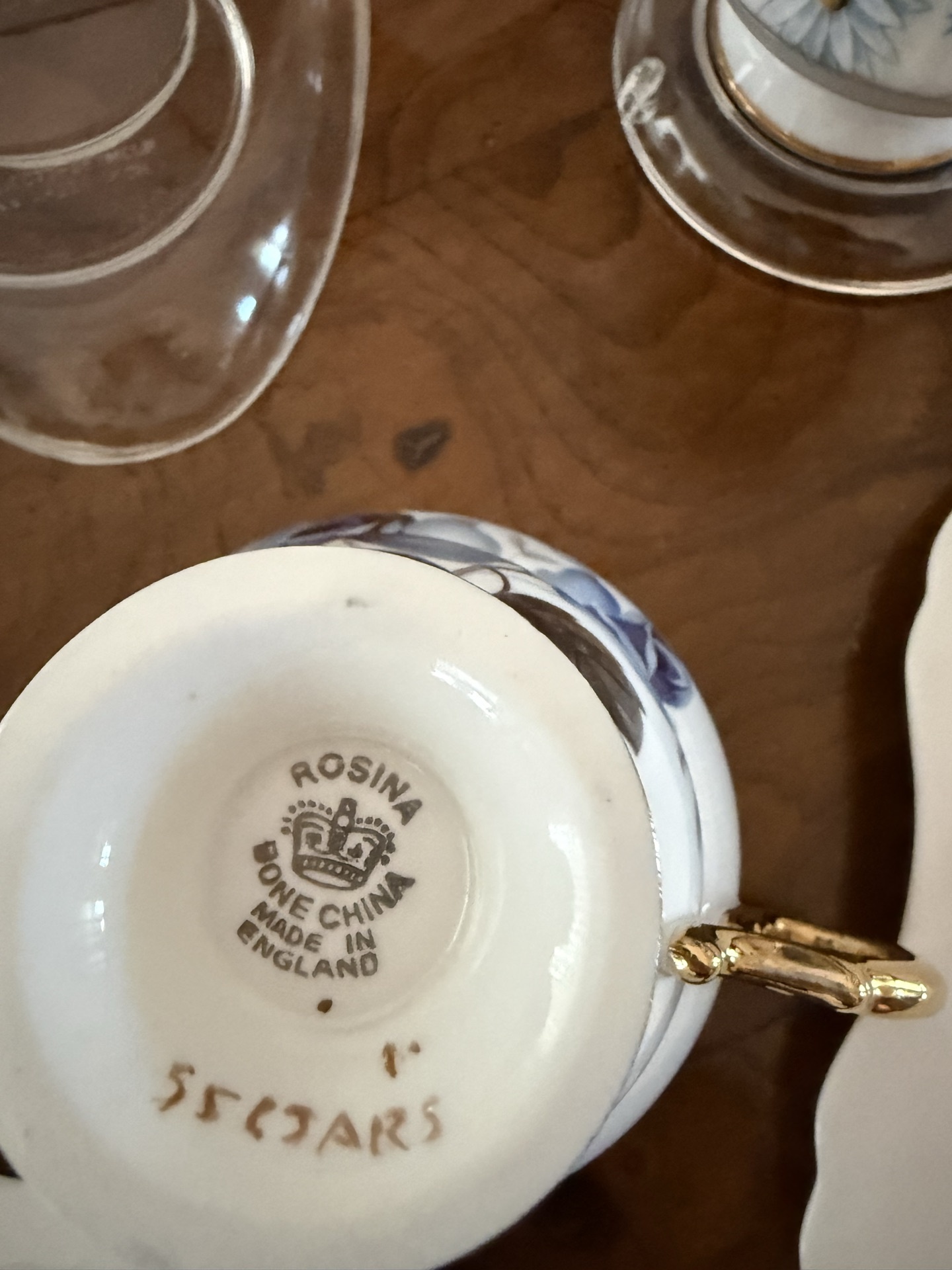 Floral porcelain tea set with plates and cups - image 8 of 10