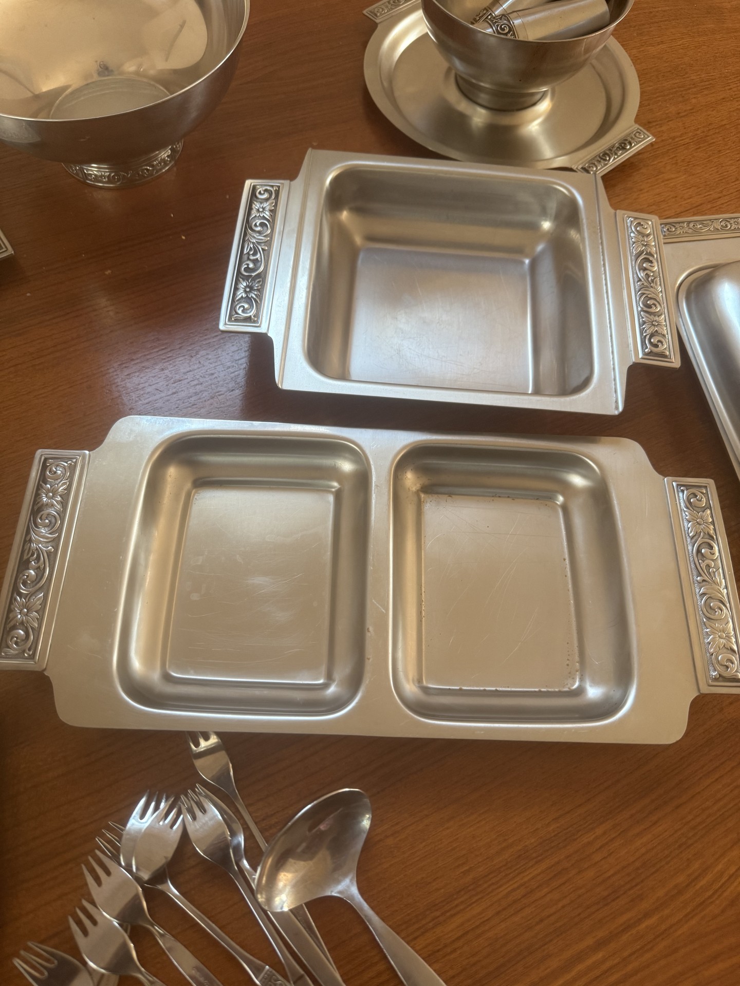 Silver-tone servingware and flatware set - image 3 of 9
