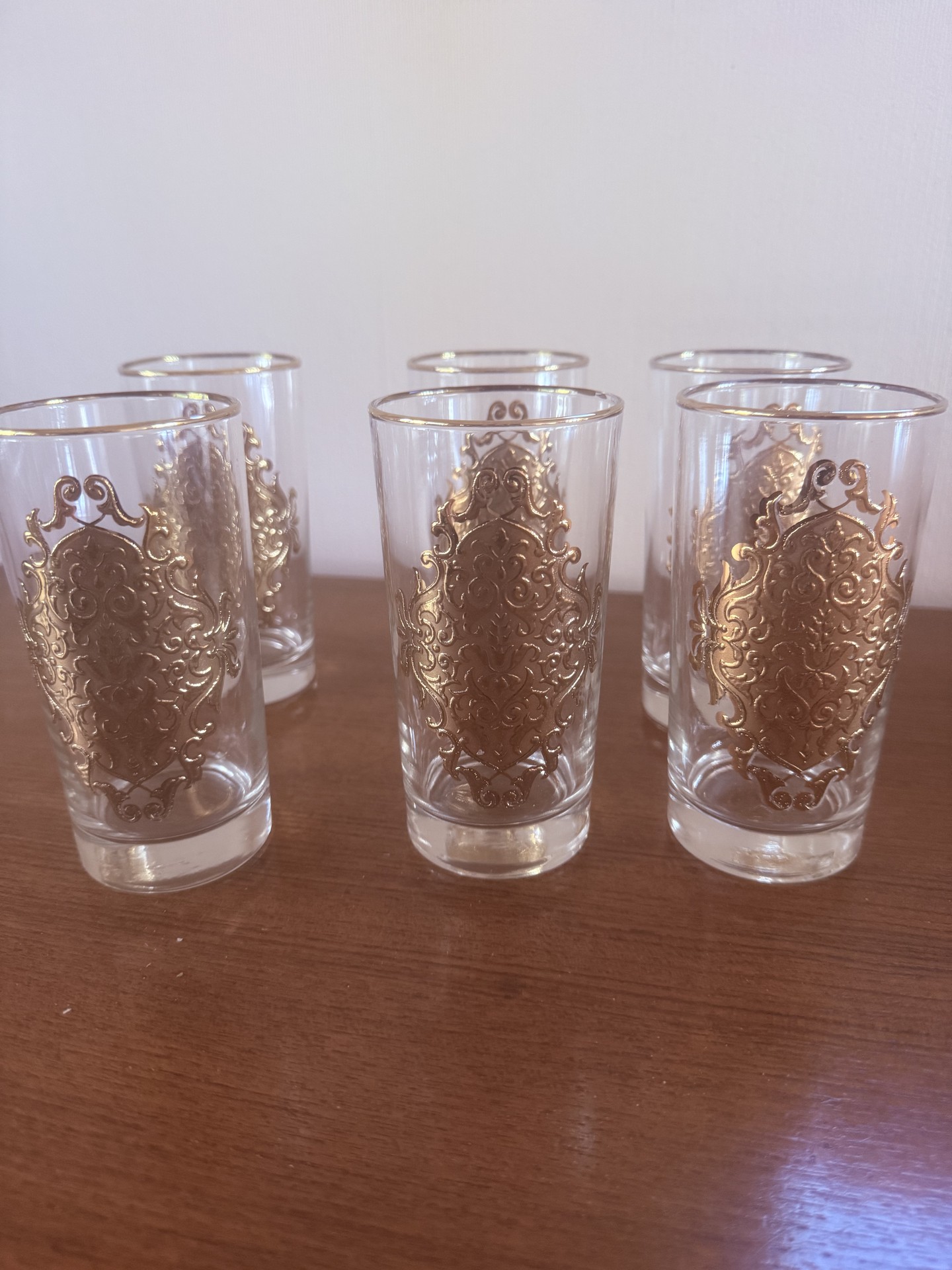 Six mid-century gold-embossed glass tumblers - image 3 of 6