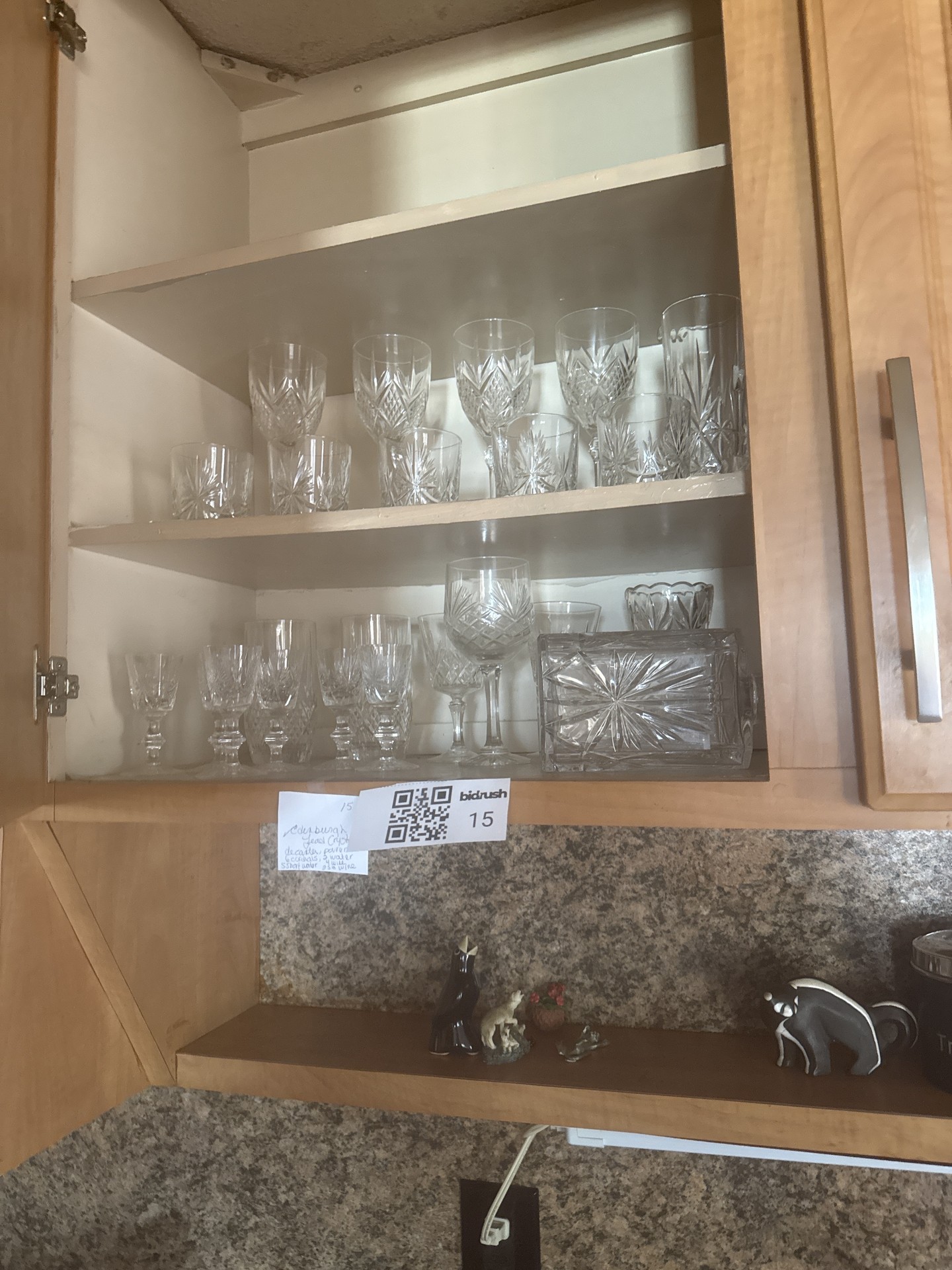 Crystal glassware and wooden dining set - image 11 of 14