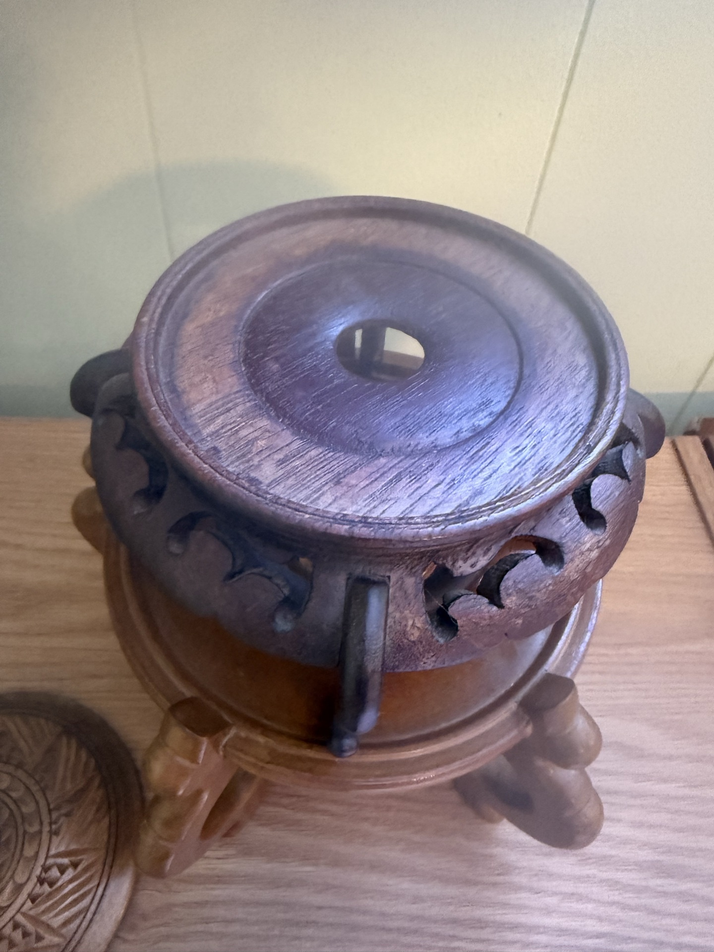 Japanese Antique incense burner on carved stand - image 4 of 6