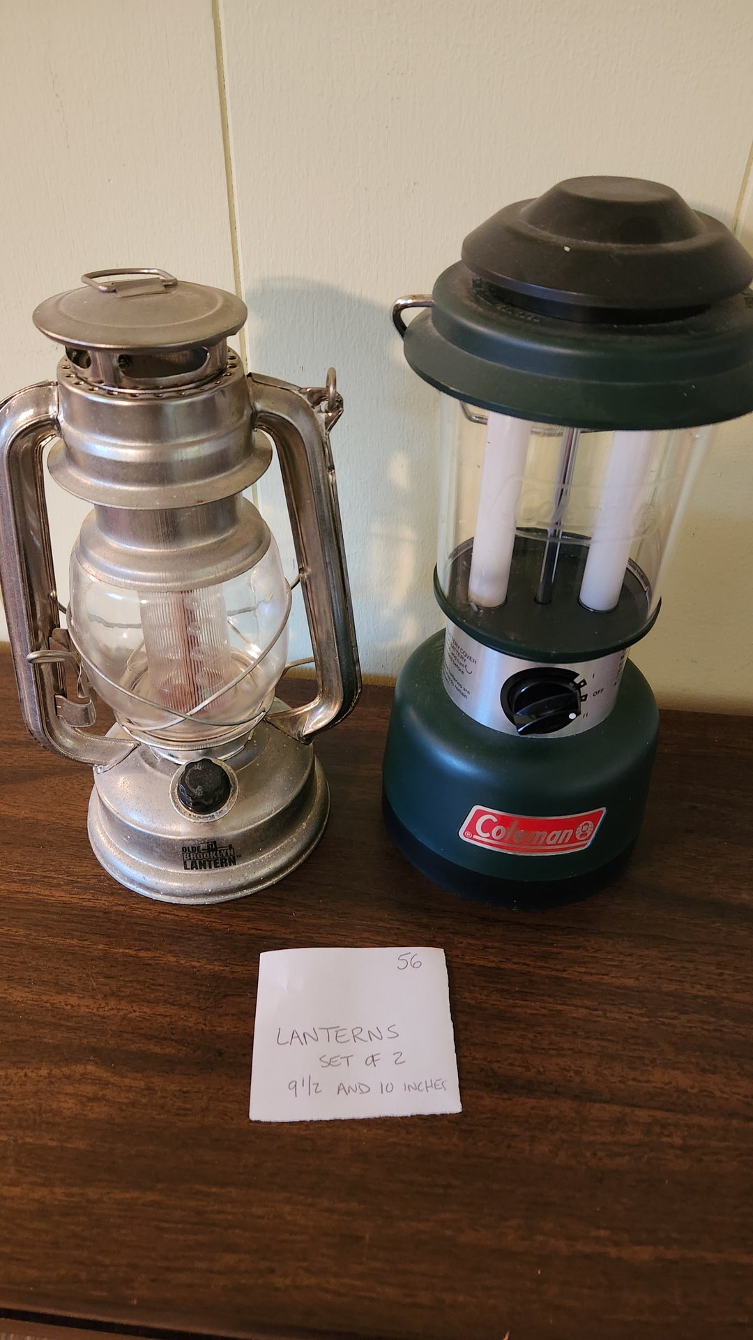 Two lanterns: vintage metal oil lantern and Coleman camping lantern - image 1 of 5