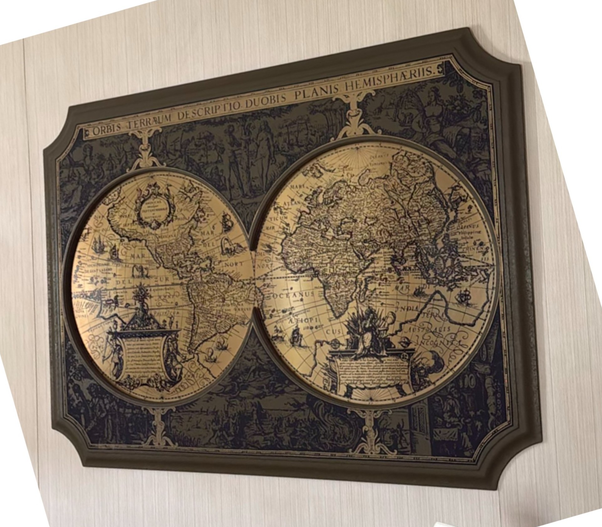 Framed Antique-Style World Map Wall Art - image 2 of 3