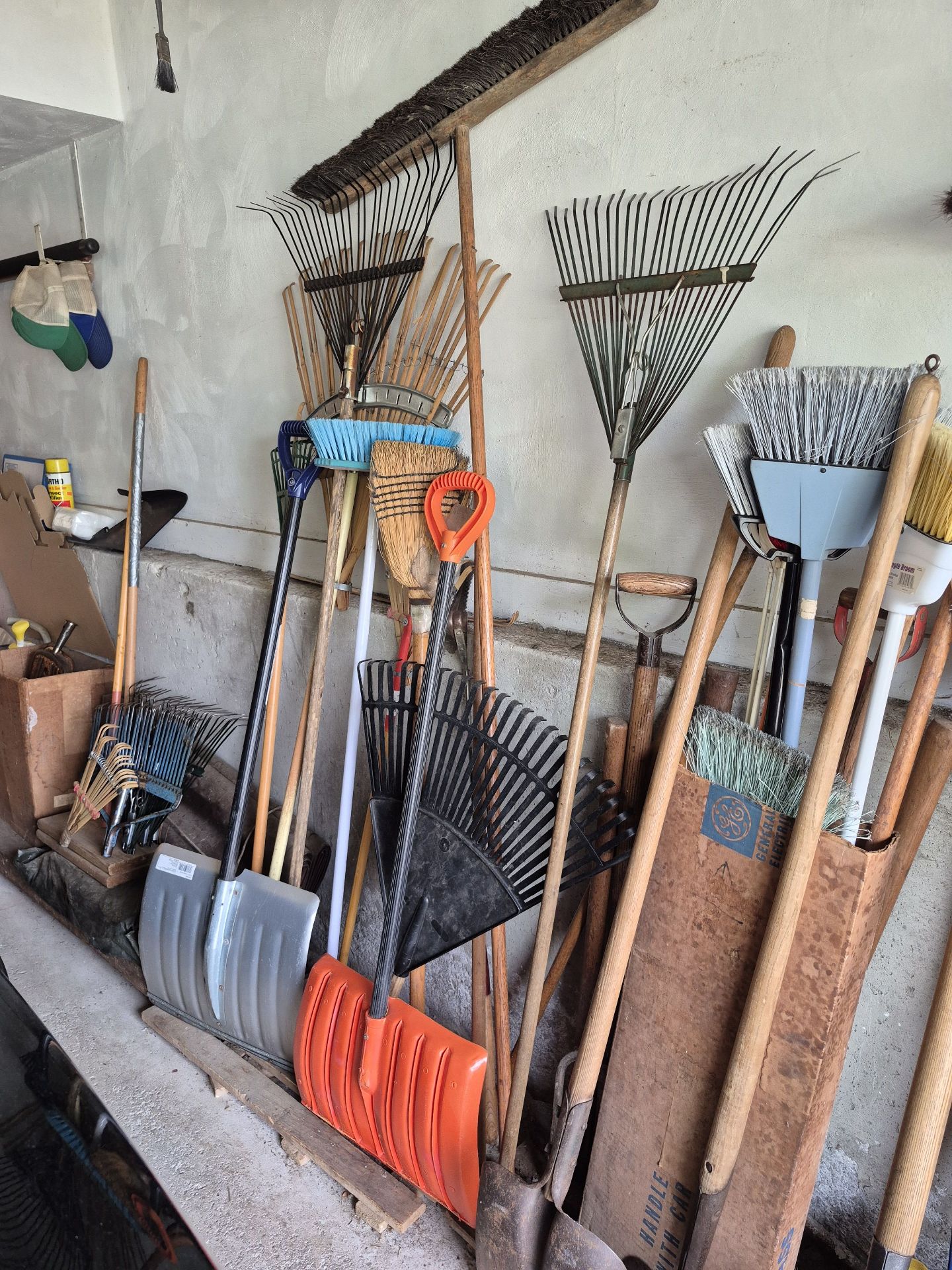 Assorted Yard Tools Including Brooms, Rakes, and Shovels - image 3 of 3