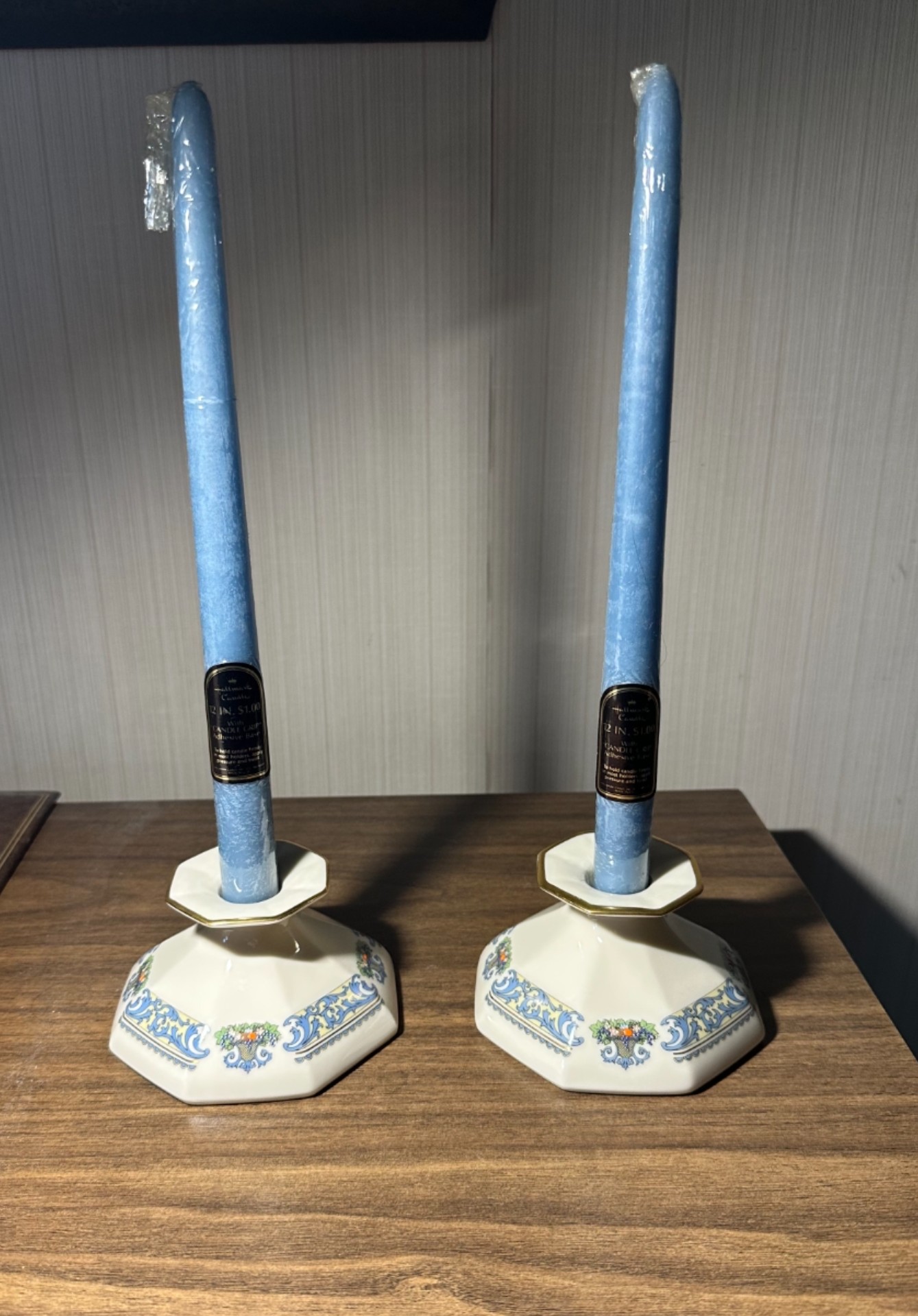 Lenox Autumn Porcelain Candlesticks with Blue Taper Candles - image 1 of 6