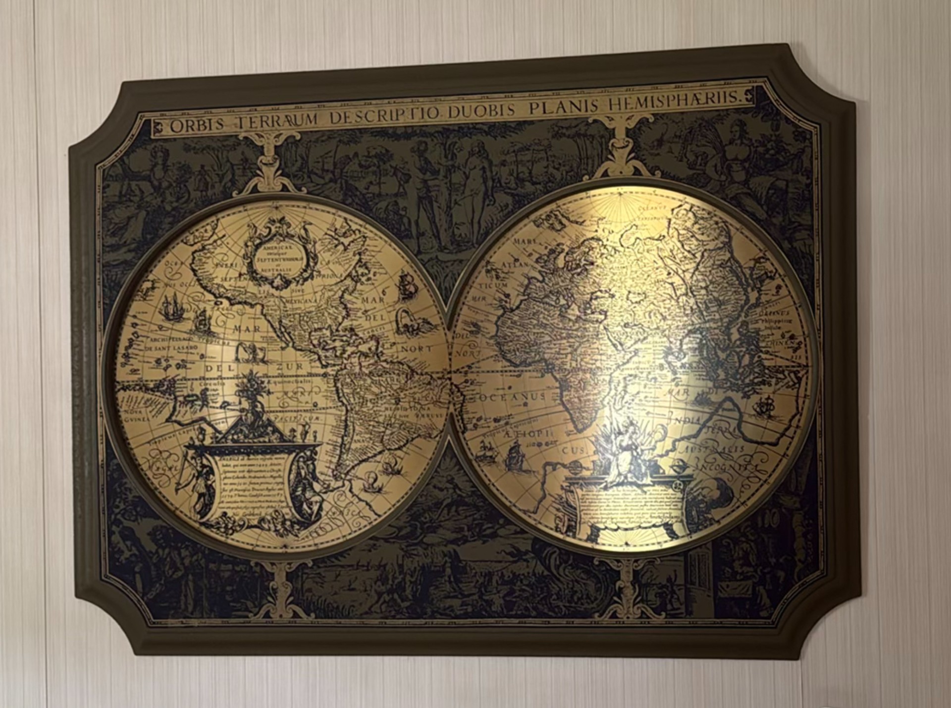 Framed Antique-Style World Map Wall Art - image 3 of 3