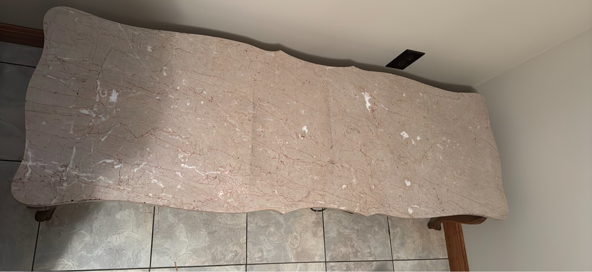 Stone-Top Wooden Table - image 1 of 2