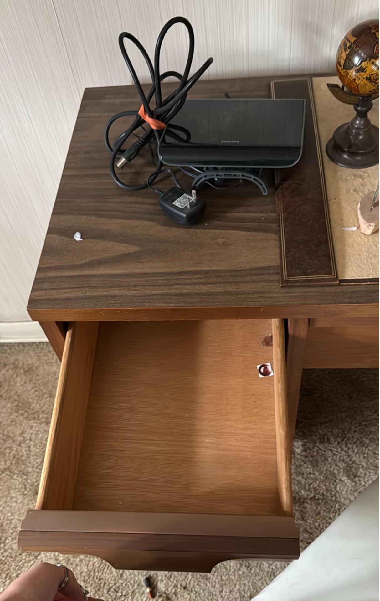 Wooden Writing Desk with Seven Drawers and Matching Chair - image 3 of 3