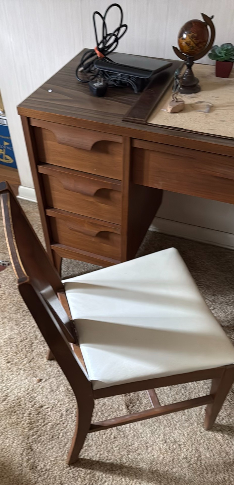 Wooden Writing Desk with Seven Drawers and Matching Chair - image 1 of 3