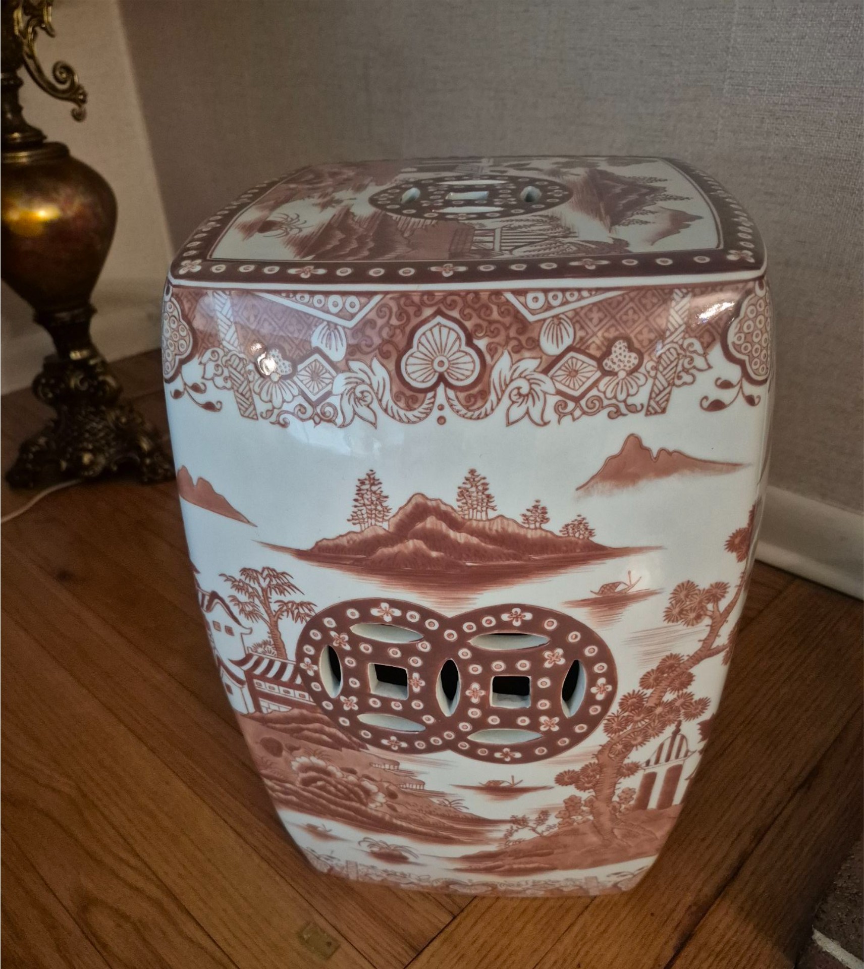 Ceramic Garden Stool with Scenic Pattern - image 1 of 3