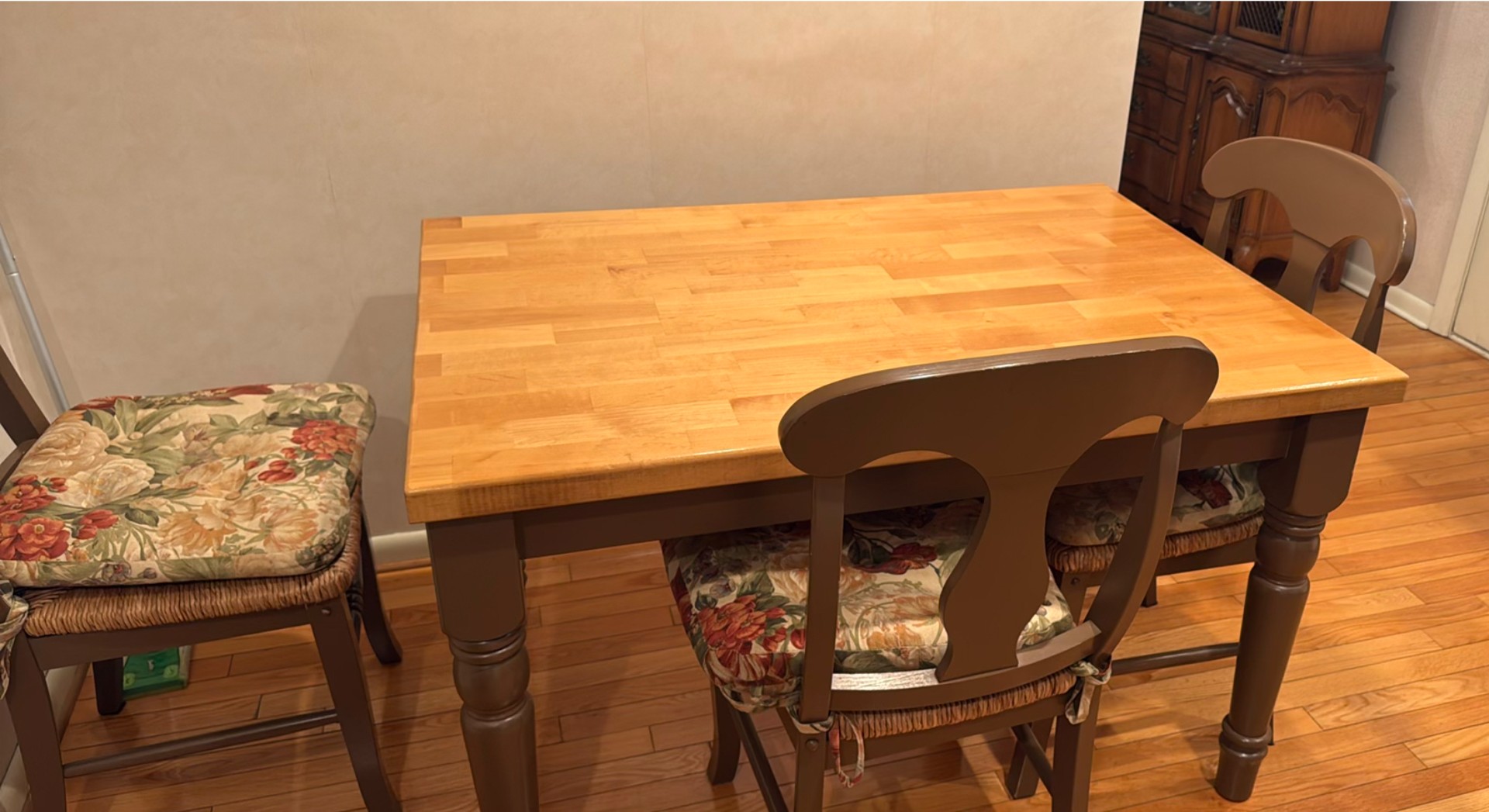 Wooden Dining Table with Three Matching Chairs - image 5 of 5