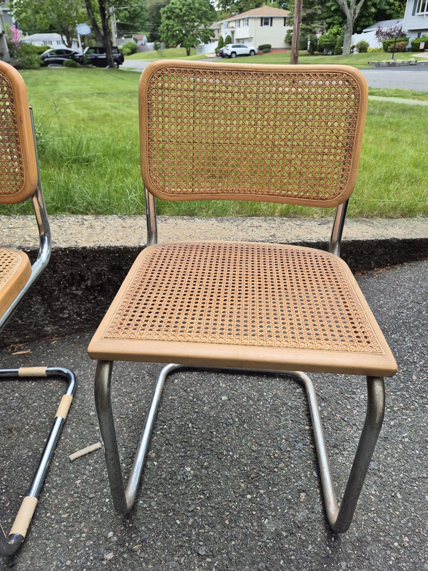 Pair of Cane Seat Chairs with Metal Frames - image 3 of 4