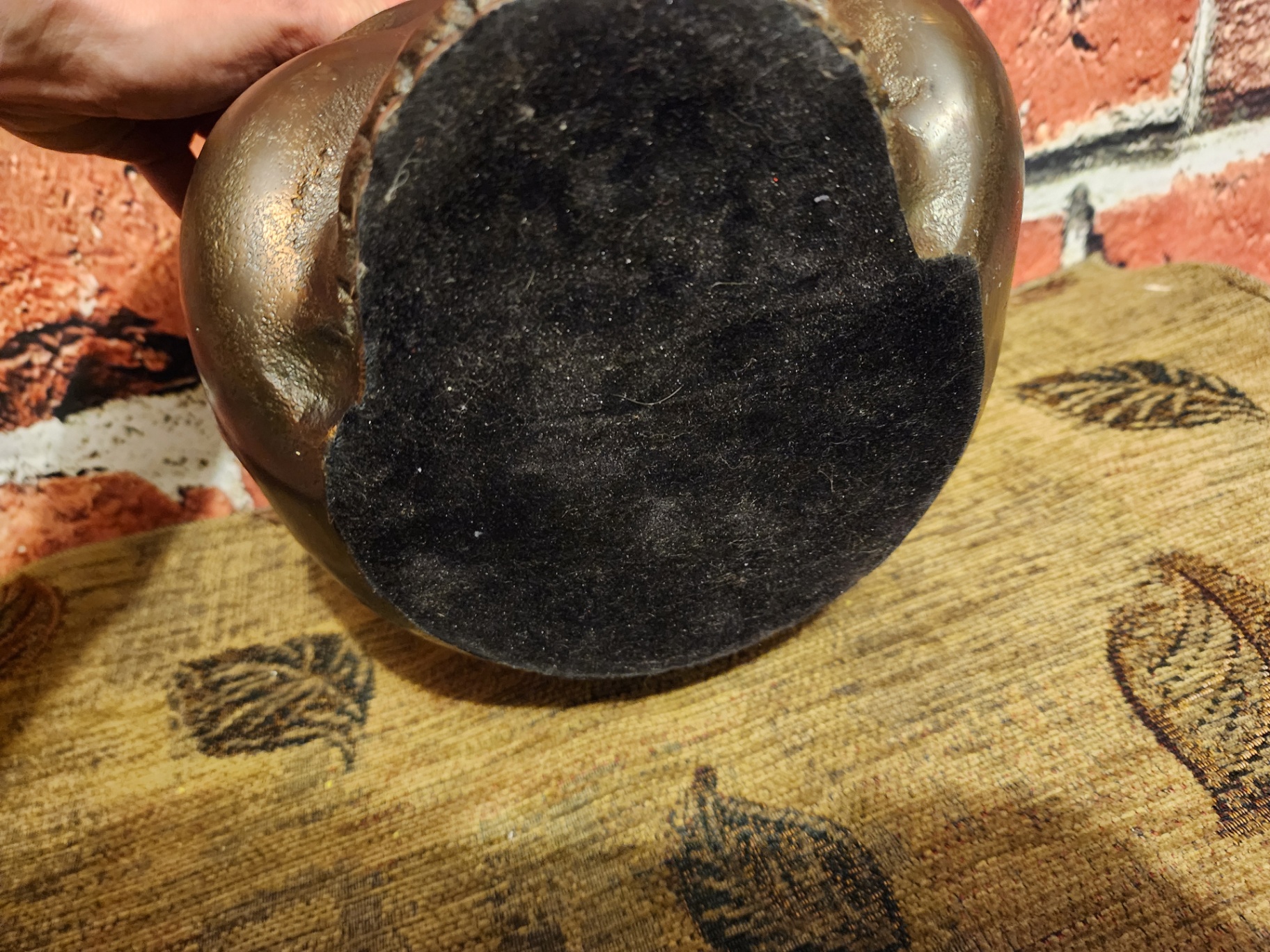 ( Moe's Canada ) Bronze/copper hollow metal sculpture skull plant holder  - image 4 of 9