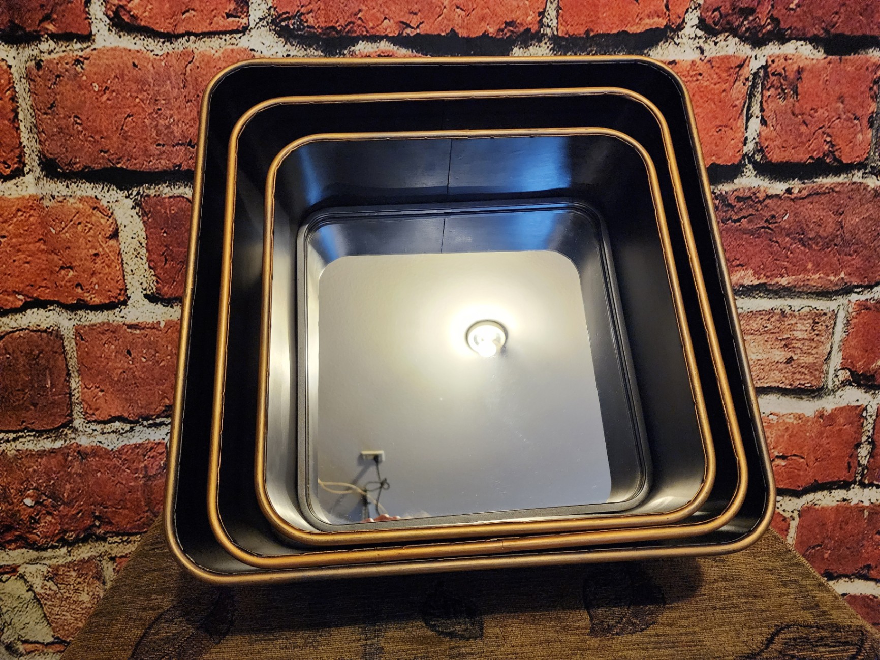 Vintage metal square case with brass trim (Moe's Canada) - image 1 of 17