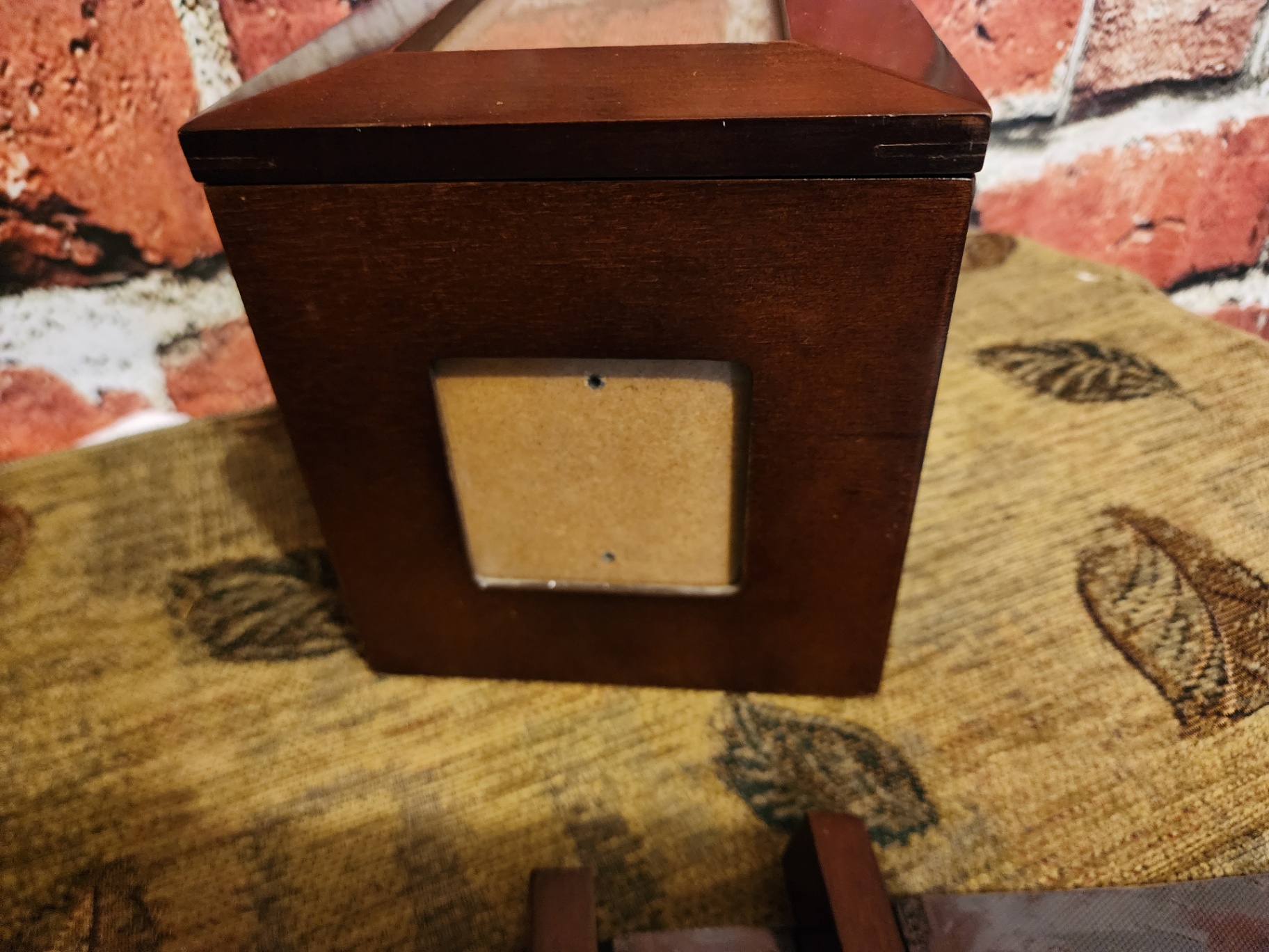 Vintage wooden display box set with ring-slot lid and glass-front frame - image 3 of 8