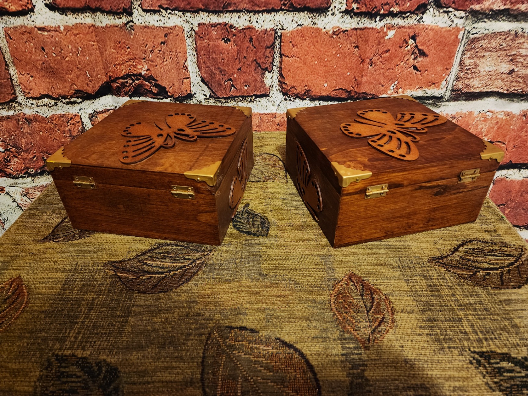 Pair of wooden butterfly-decorated boxes - image 2 of 8