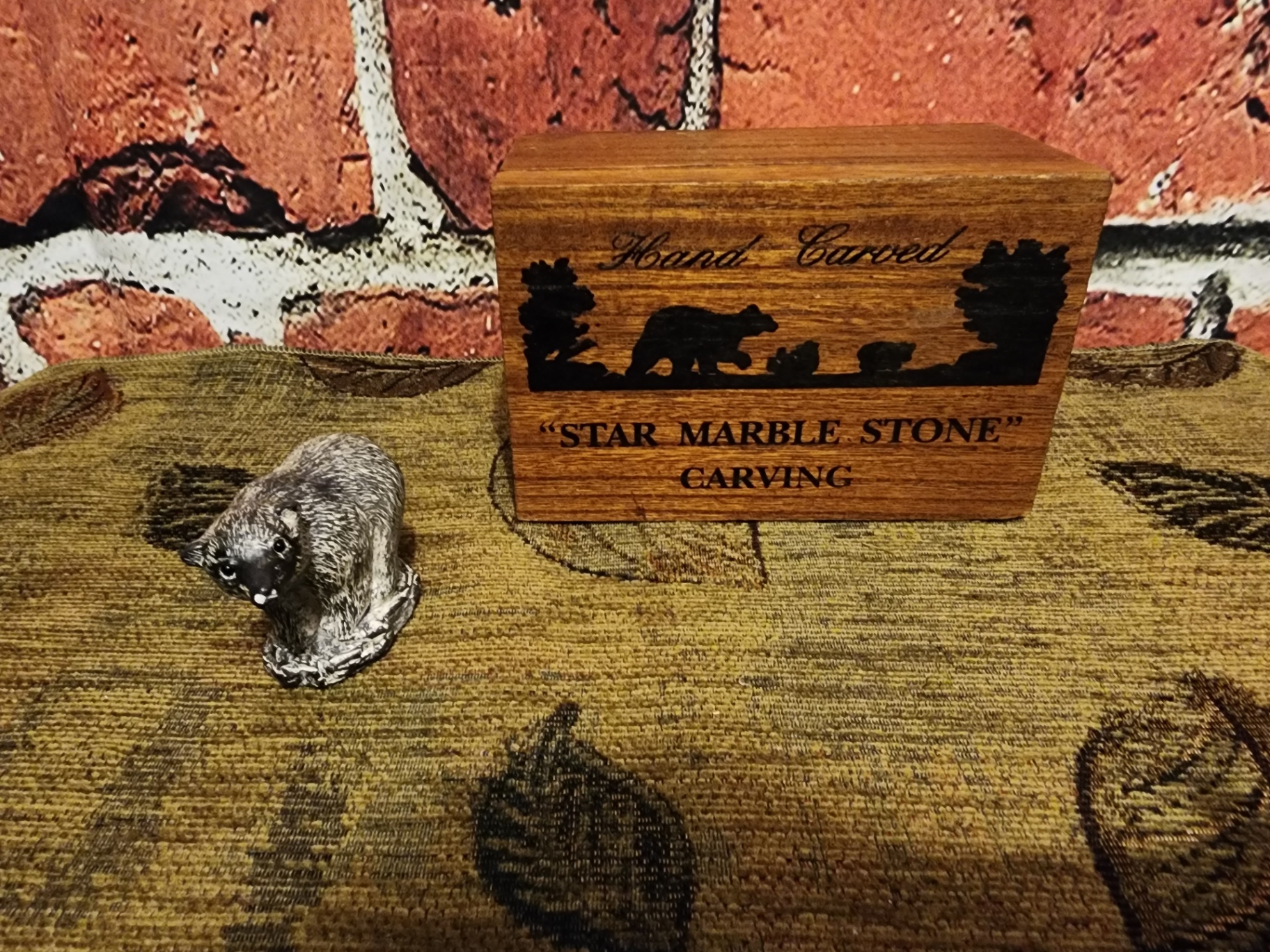 Hand Carved Star Marble Stone Box, Bear Figurine, and Ruler - image 1 of 6