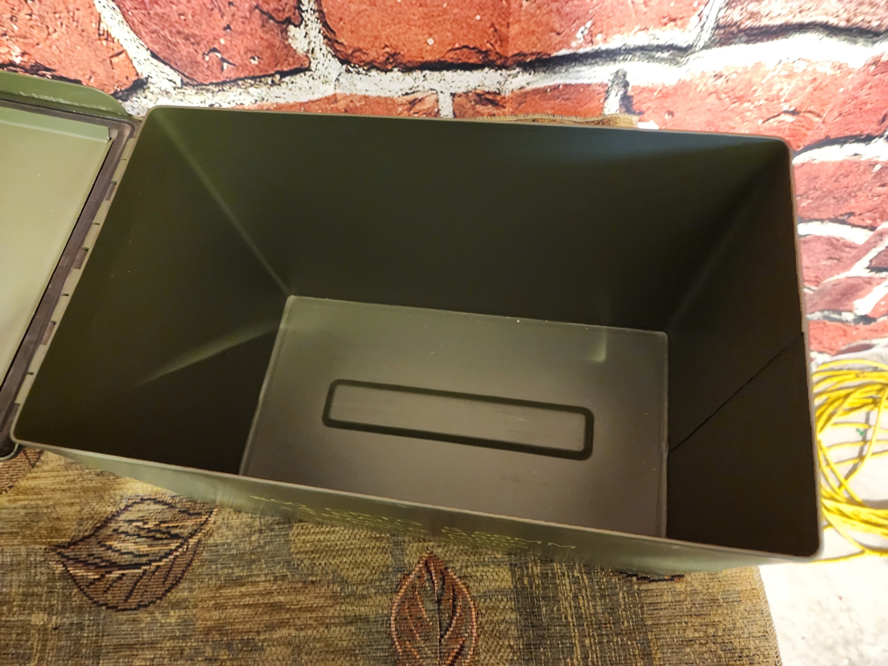 Olive-drab metal ammo can with stencil markings - image 6 of 8