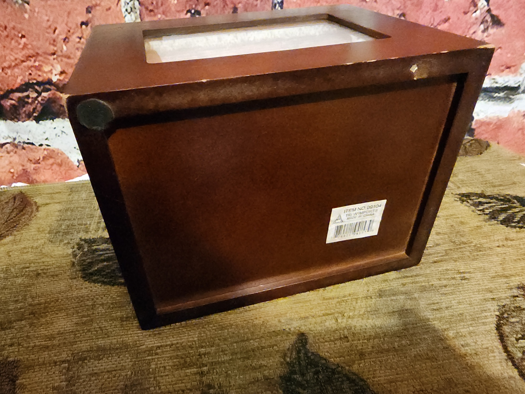 Vintage wooden display box set with ring-slot lid and glass-front frame - image 7 of 8