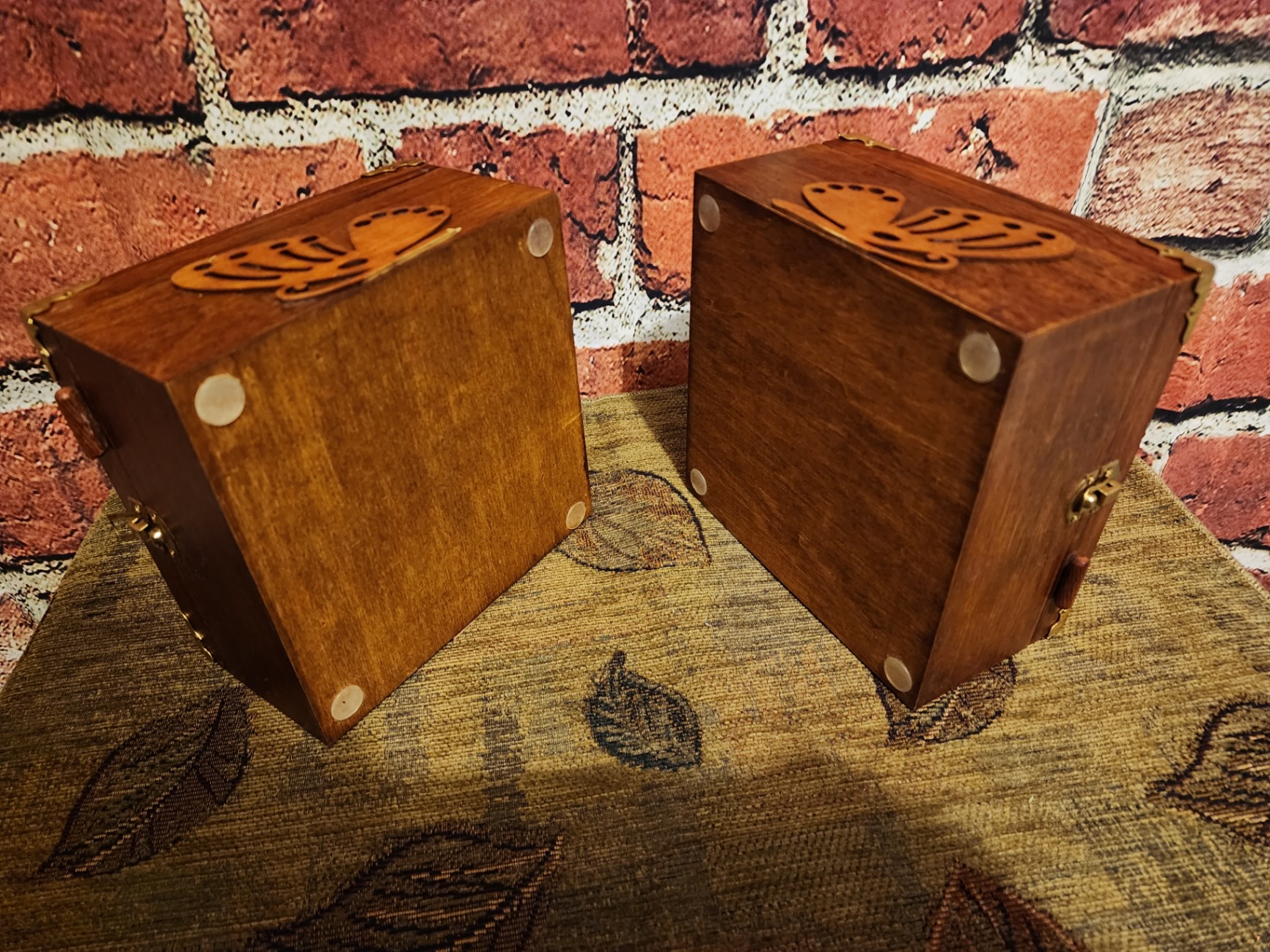 Pair of wooden butterfly-decorated boxes - image 3 of 8