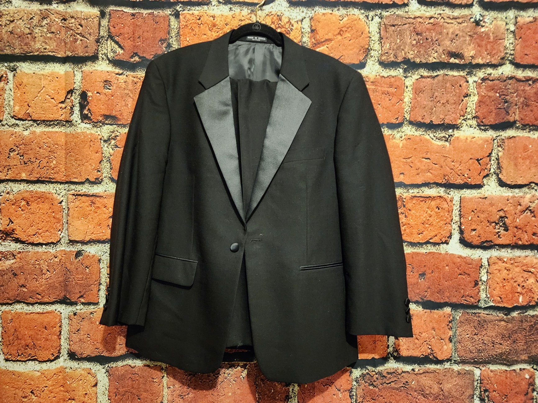 Versini black tuxedo with satin lapels and matching pants - image 1 of 12