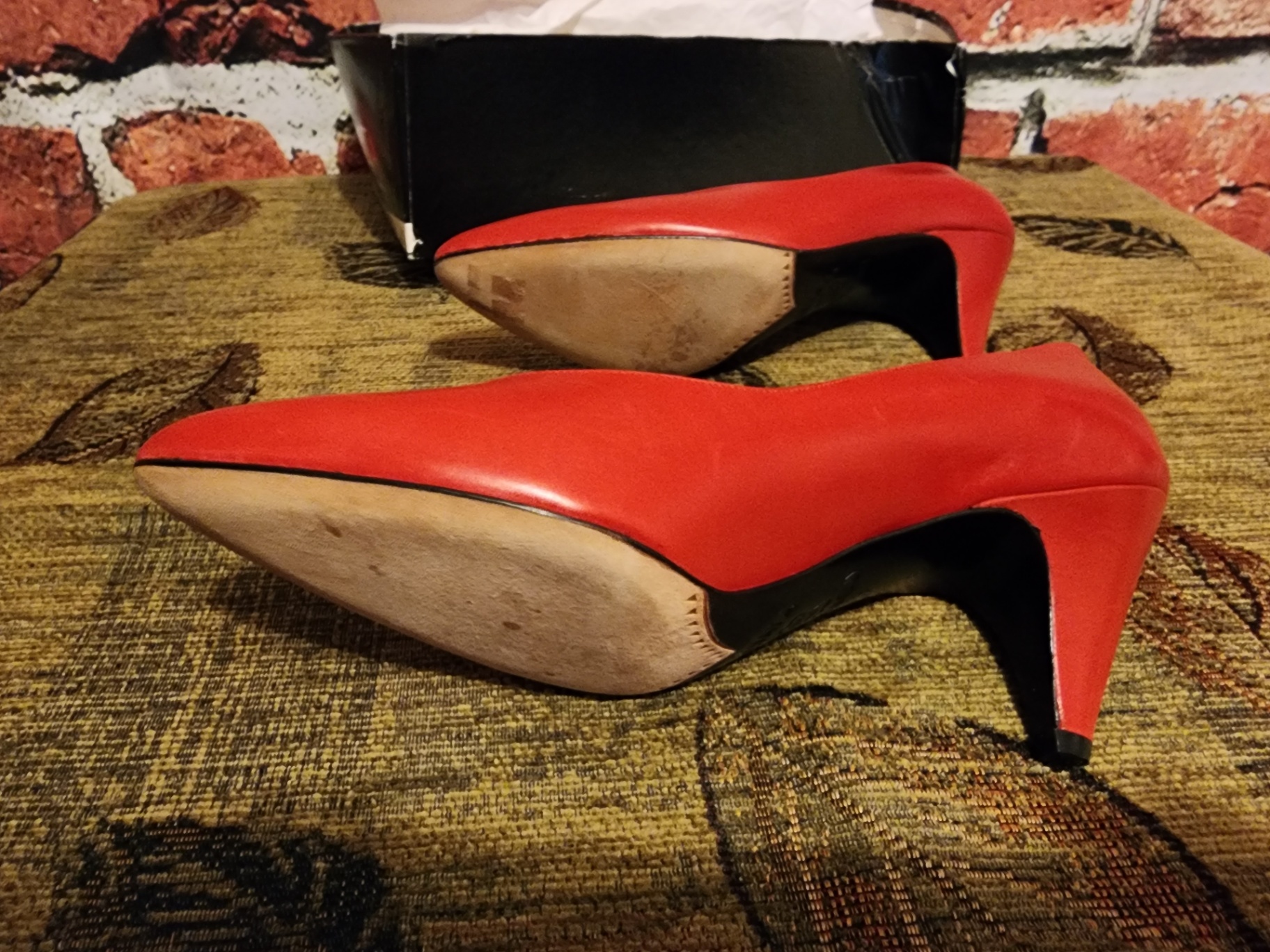 Pair of red high-heeled pumps - image 3 of 7