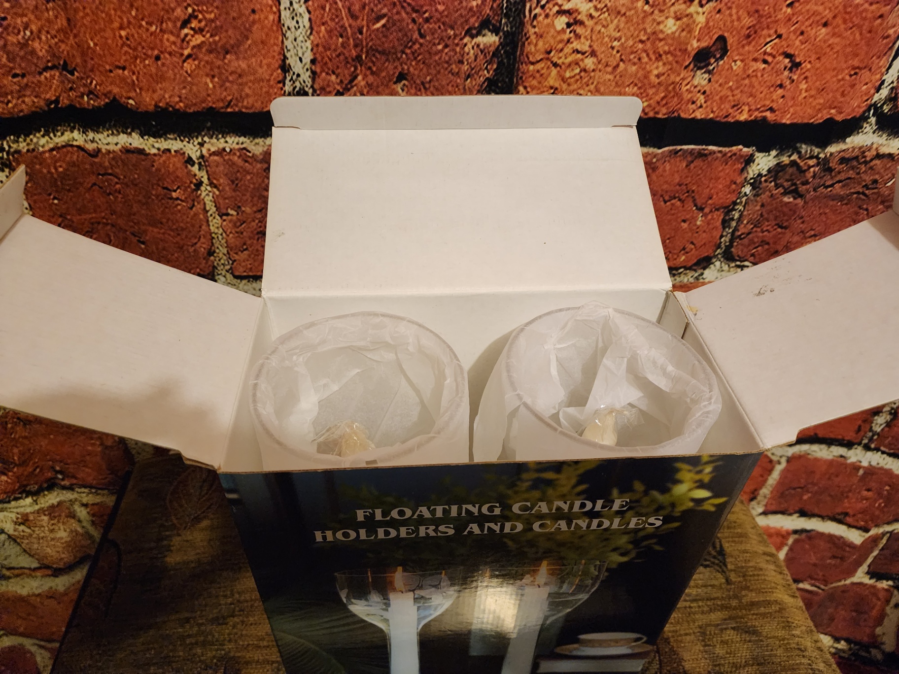 Floating candle holders and candles (set of two) - image 4 of 9