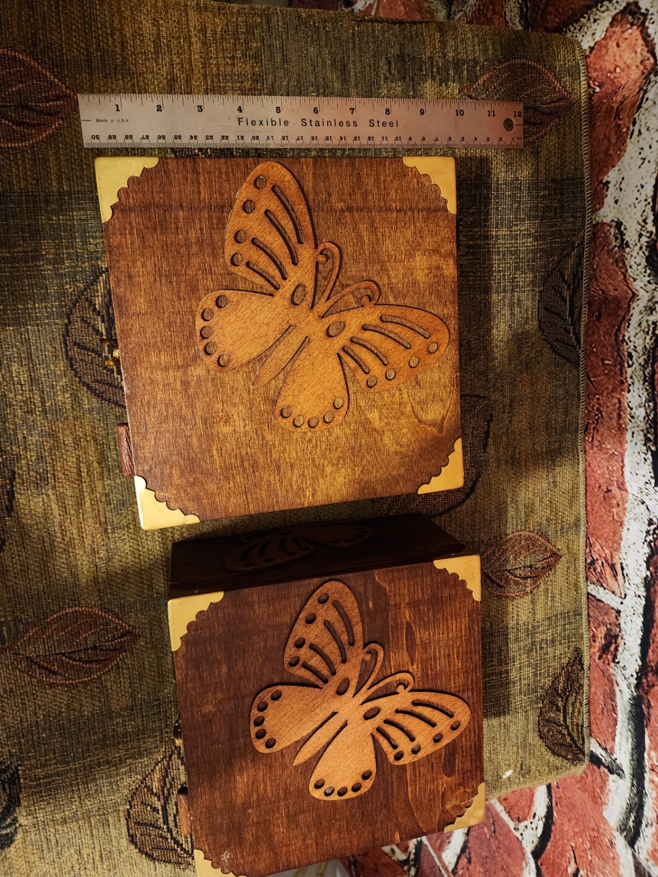 Pair of wooden butterfly-decorated boxes - image 5 of 8