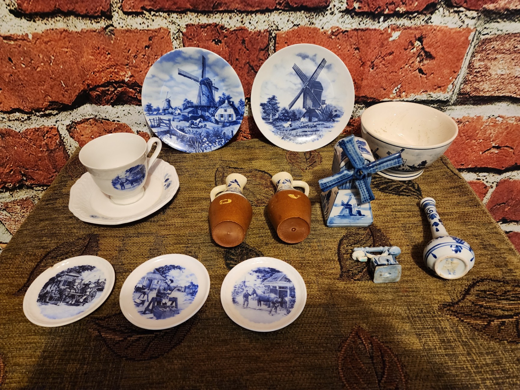 Blue and White Delftware Windmill Dishware Set - image 1 of 13